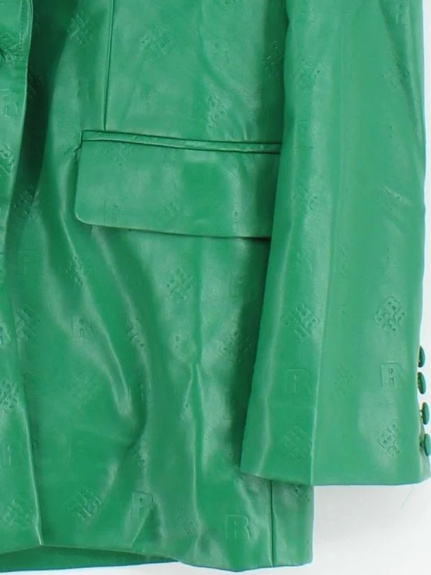 Rotate Birger Christensen Women's Blazer UK 8 Green Faux Leather - Image 4
