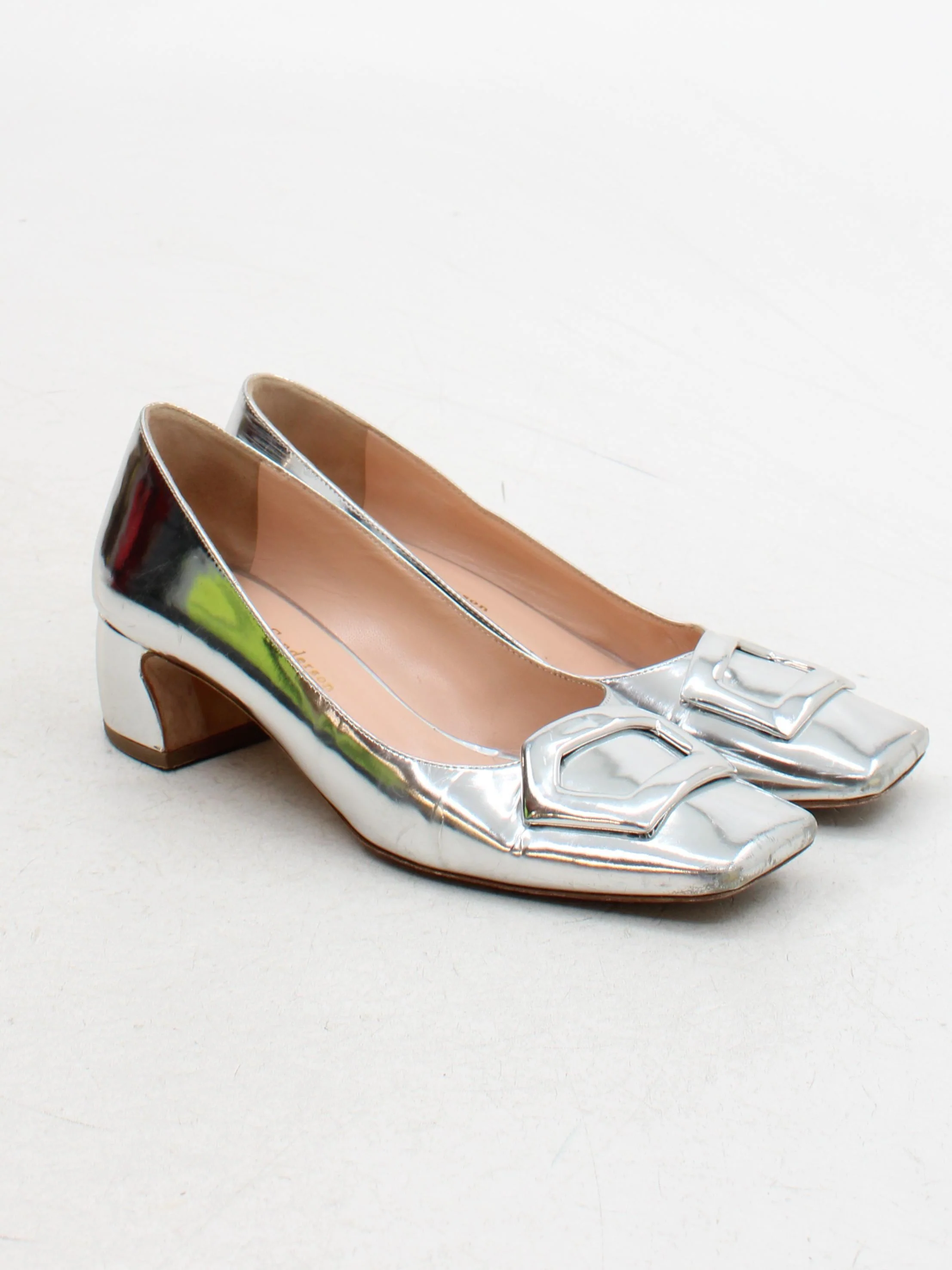 Rupert Sanderson Women's Heels UK 5 Silver 100% Leather Court - Image 4