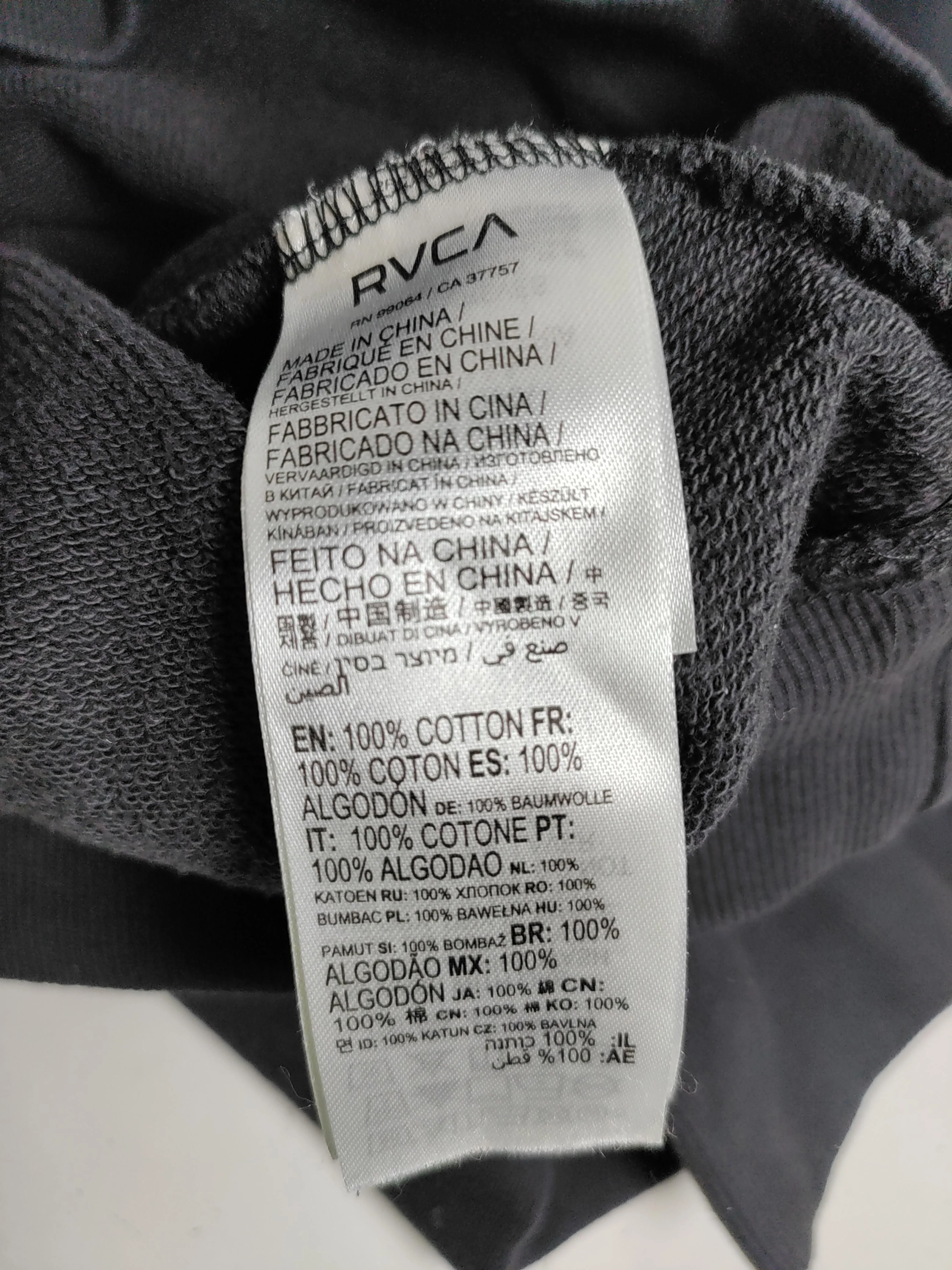 RVCA Men's Hoodie M Black Graphic 100% Cotton Pullover - Image 7