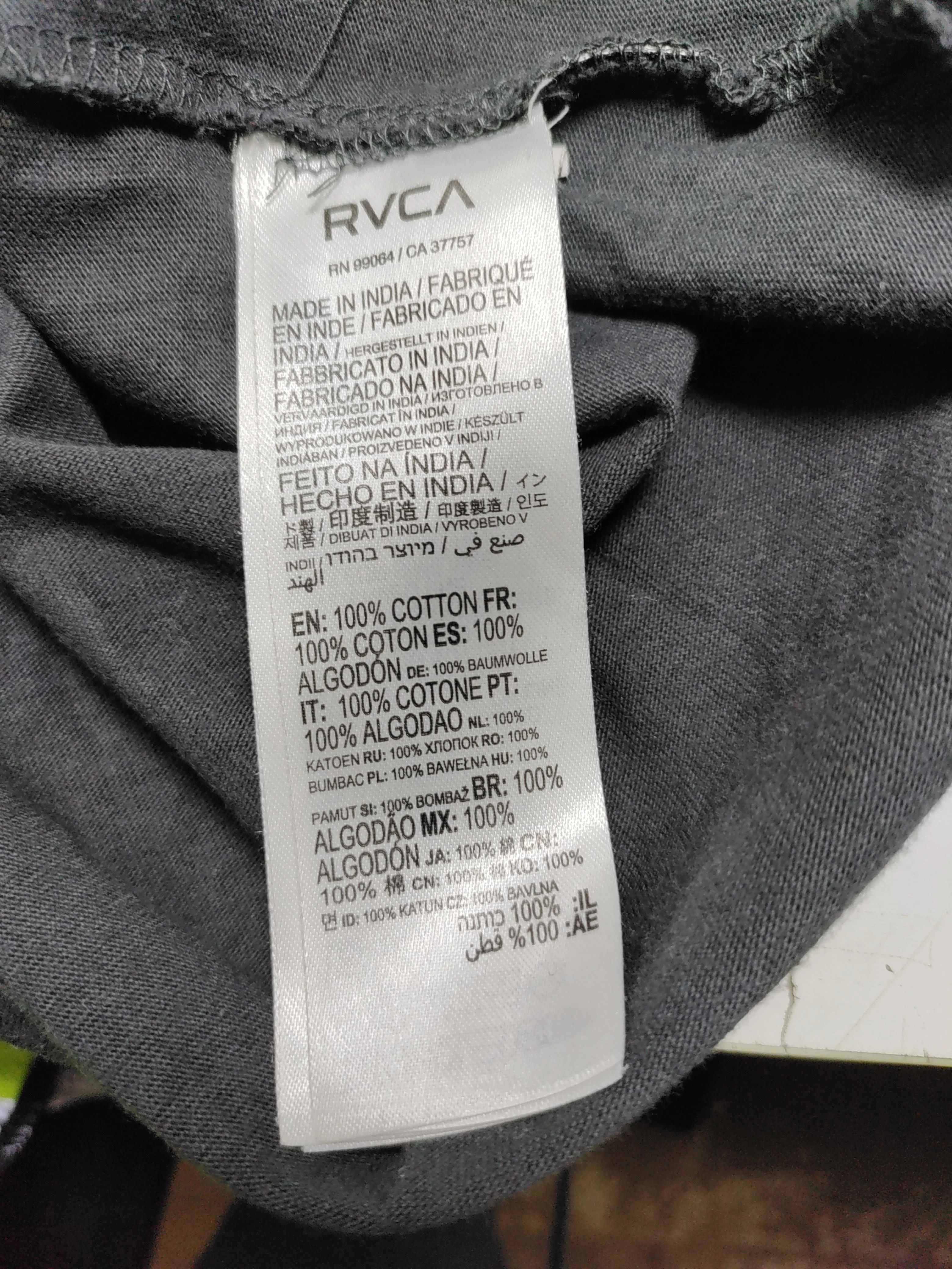 RVCA Men's T-Shirt M Grey Graphic 100% Cotton Basic - Image 6