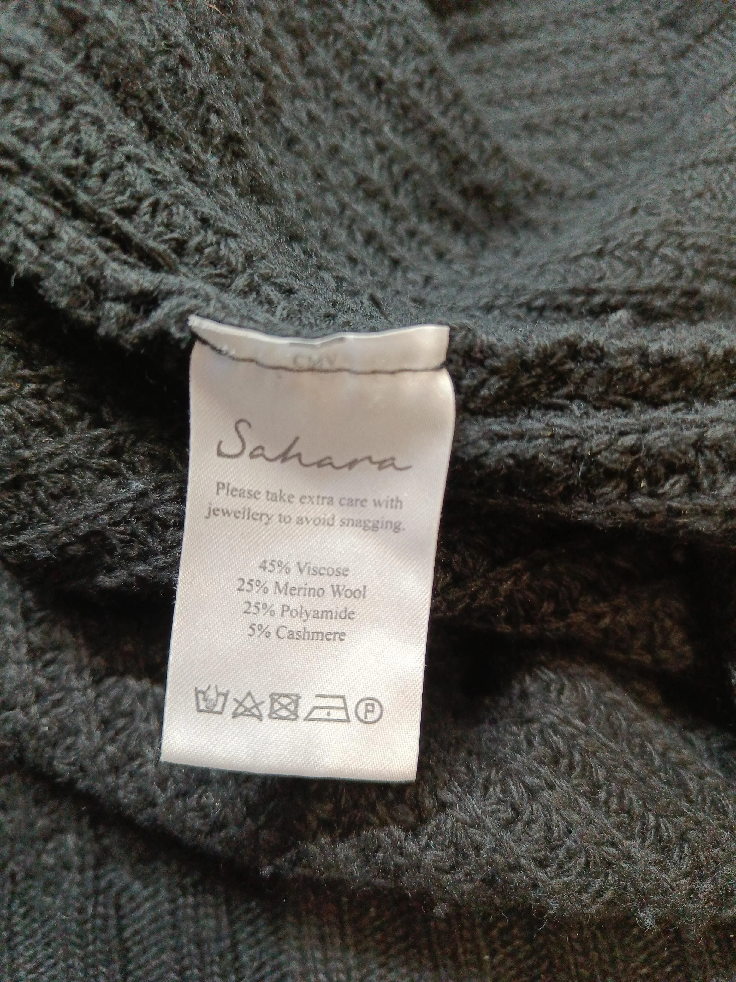 Sahara Women's Coat XL Black Viscose with Wool, Polyamide, Cashmere Overcoat - Image 6