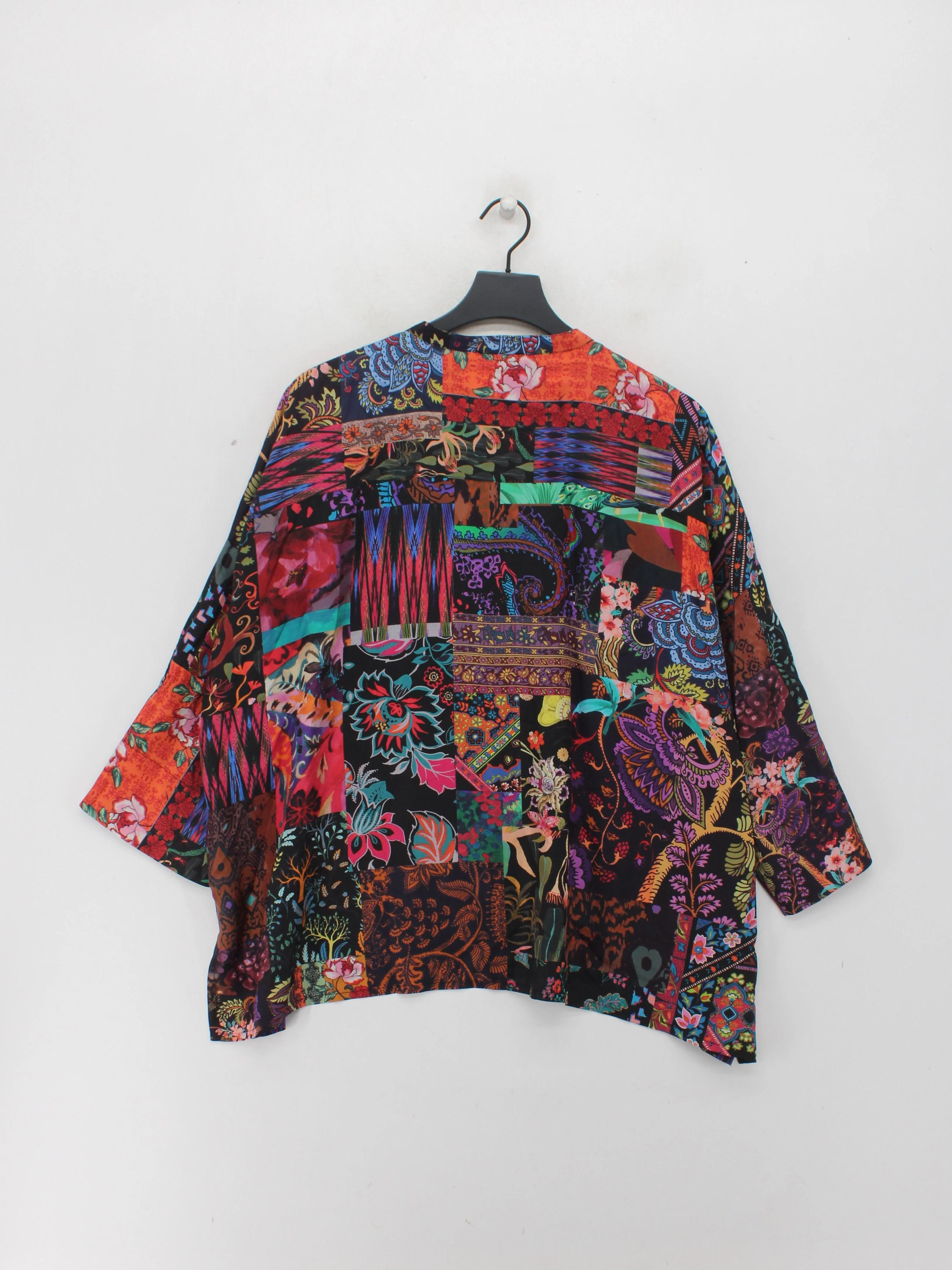 Sahara Women's Shirt UK 14 Multi 100% Silk 3/4 Sleeve Collared Basic - Image 2