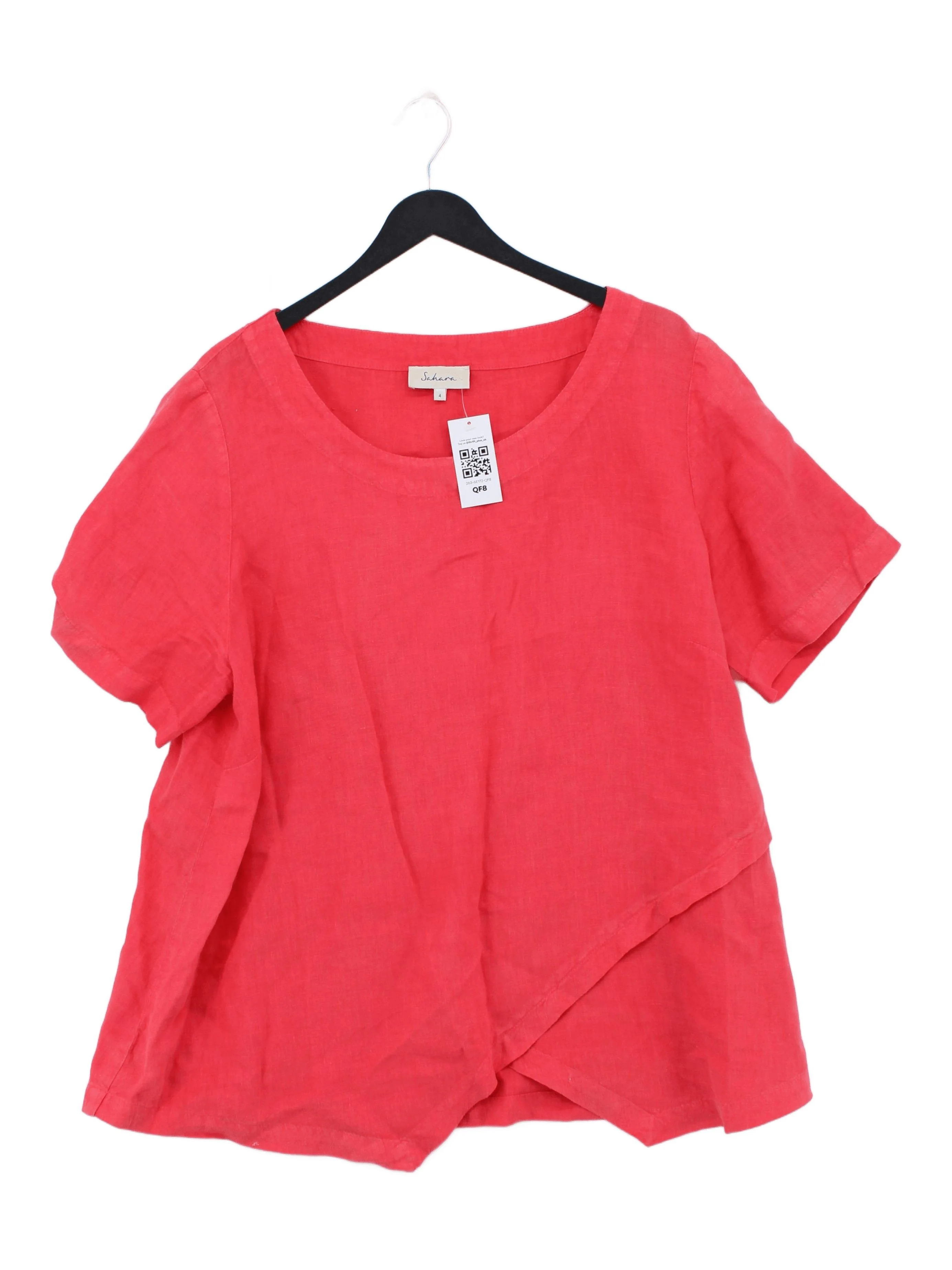 Sahara Women's Top UK 8 Pink 100% Other Short Sleeve Round Neck Basic