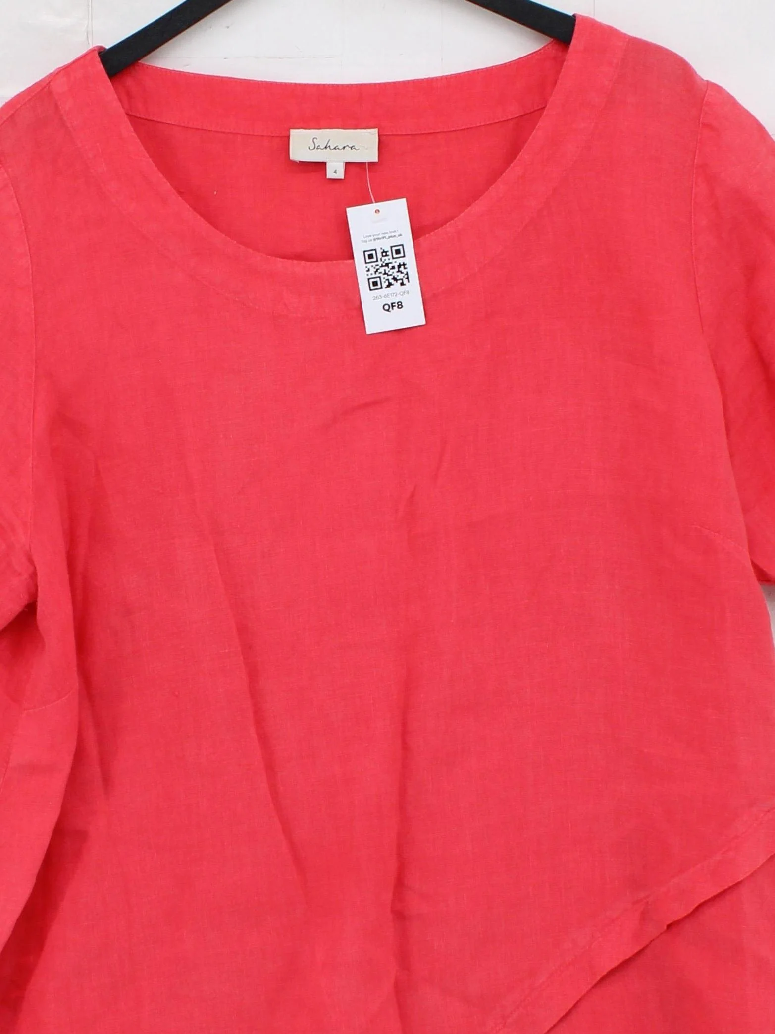 Sahara Women's Top UK 8 Pink 100% Other Short Sleeve Round Neck Basic - Image 3