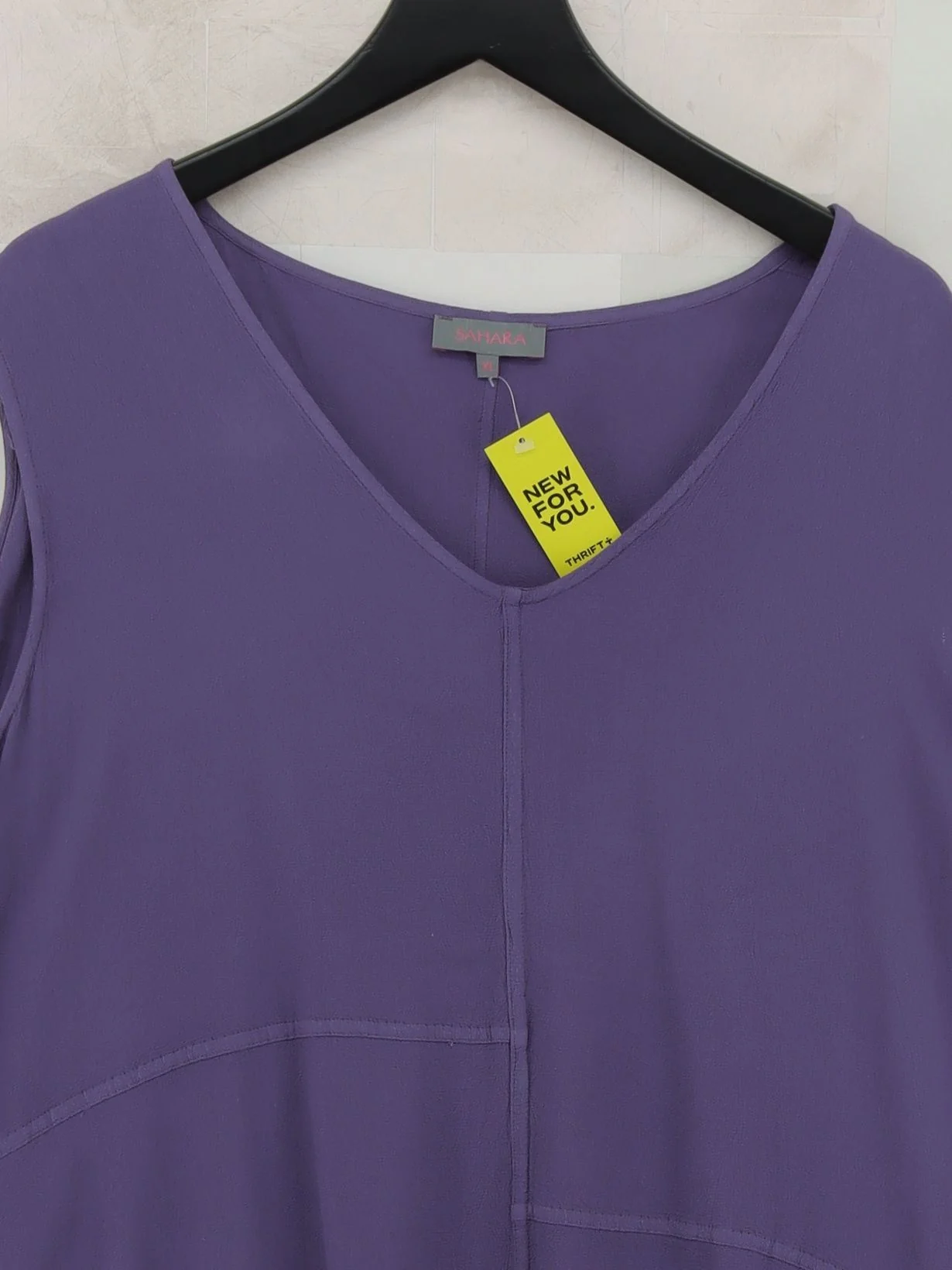 Sahara Women's Top XL Purple 100% Viscose Sleeveless V-Neck Tunic - Image 3