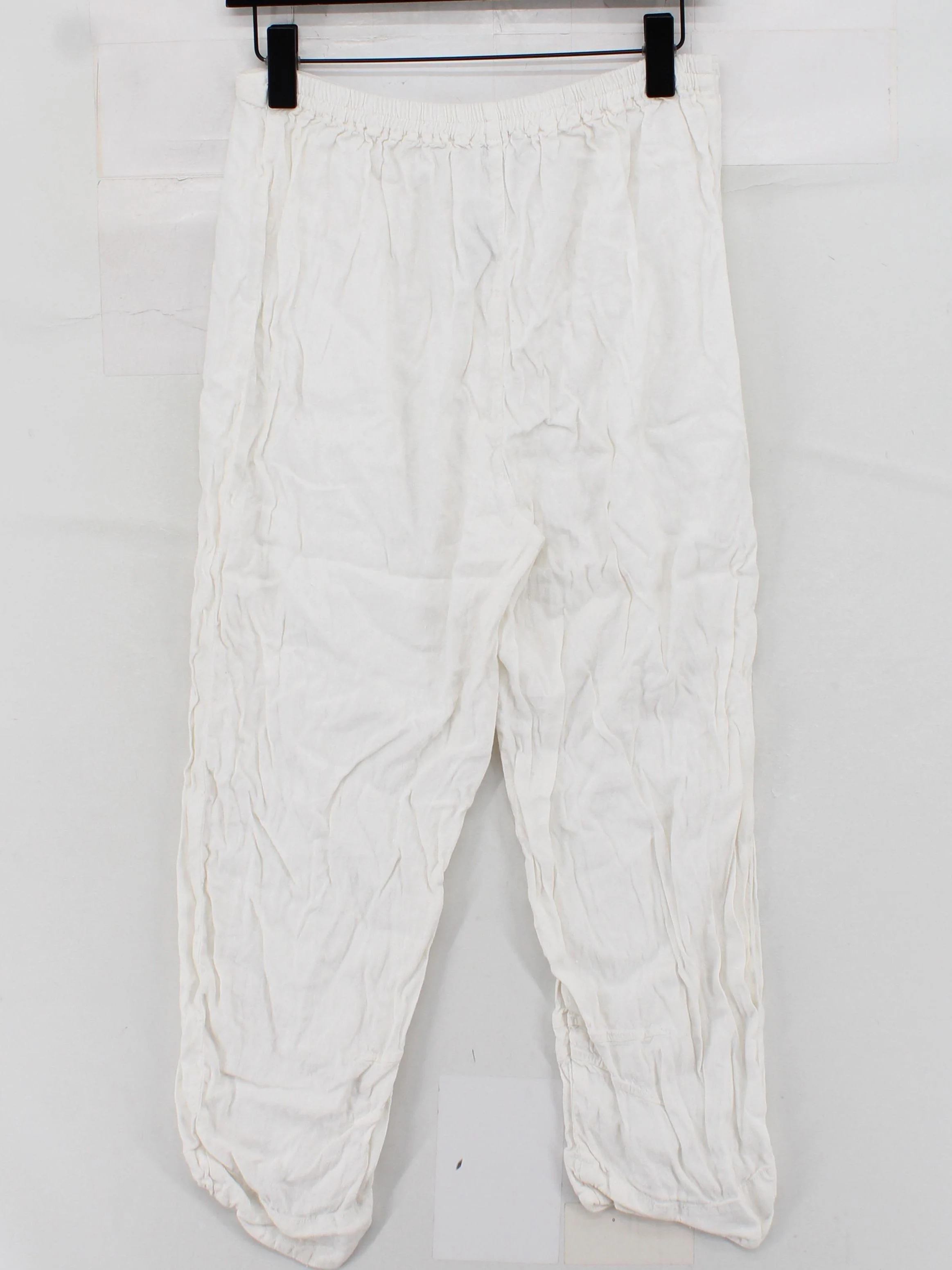 Sahara Women's Trousers UK 2 White Linen with Viscose Wide-Leg Capri - Image 2