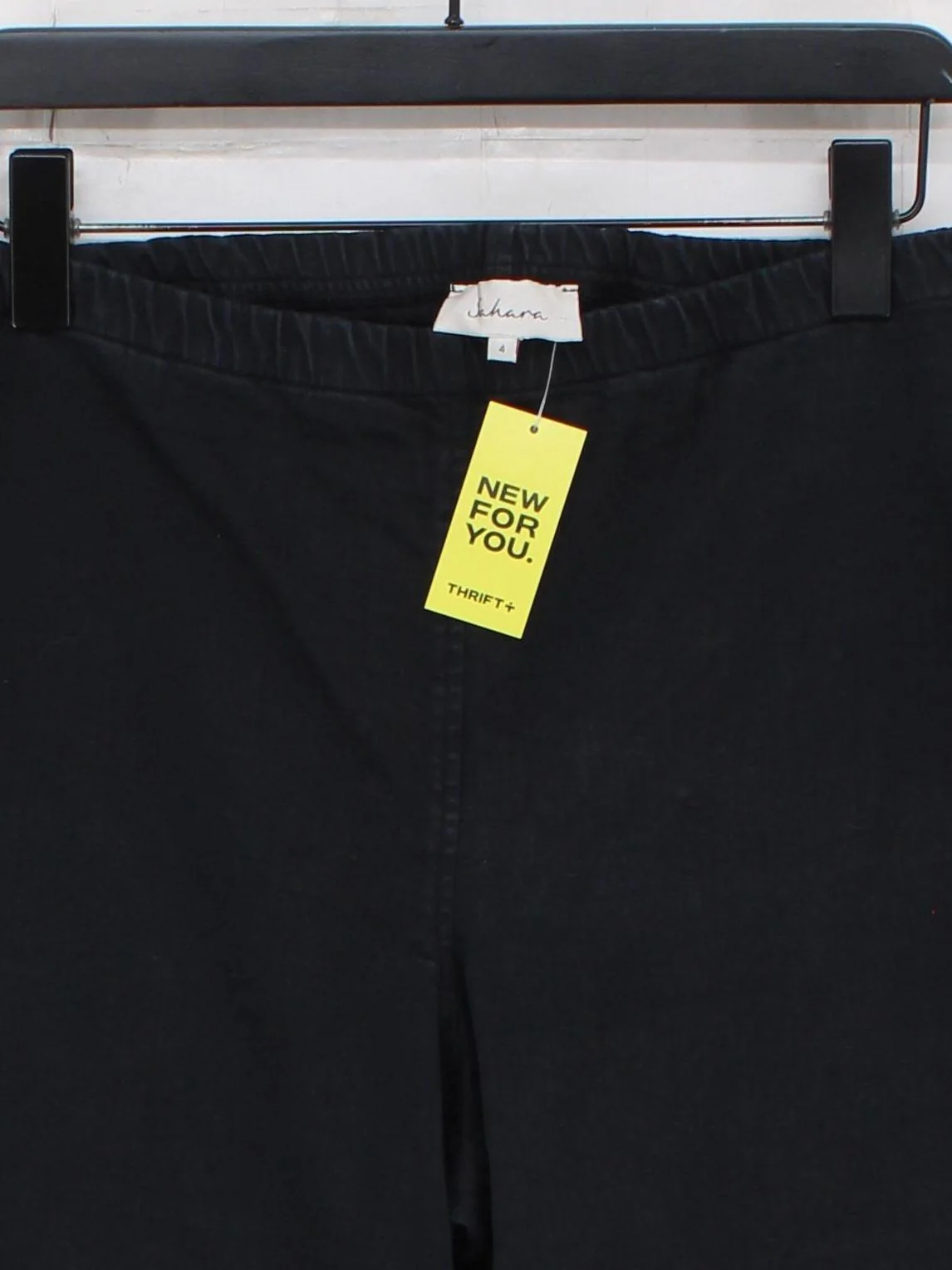 Sahara Women's Trousers UK 4 Black Cotton with Elastane Straight Cropped - Image 3