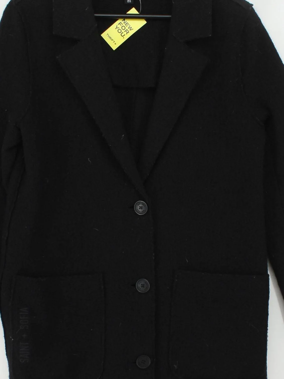 Saint + Sofia Women's Coat UK 8 Black 100% Wool Overcoat - Image 3