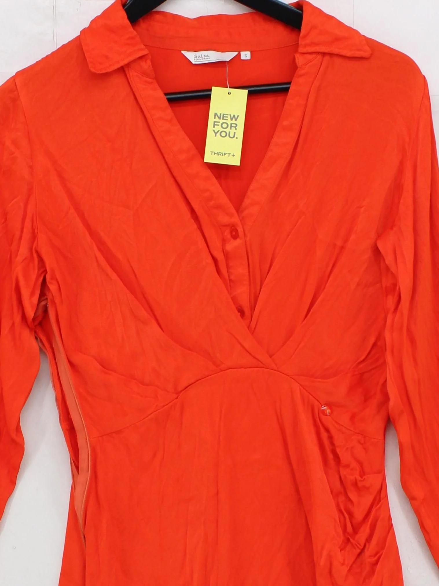 Salsa Shirt Mini Dress S in Orange - Image 3