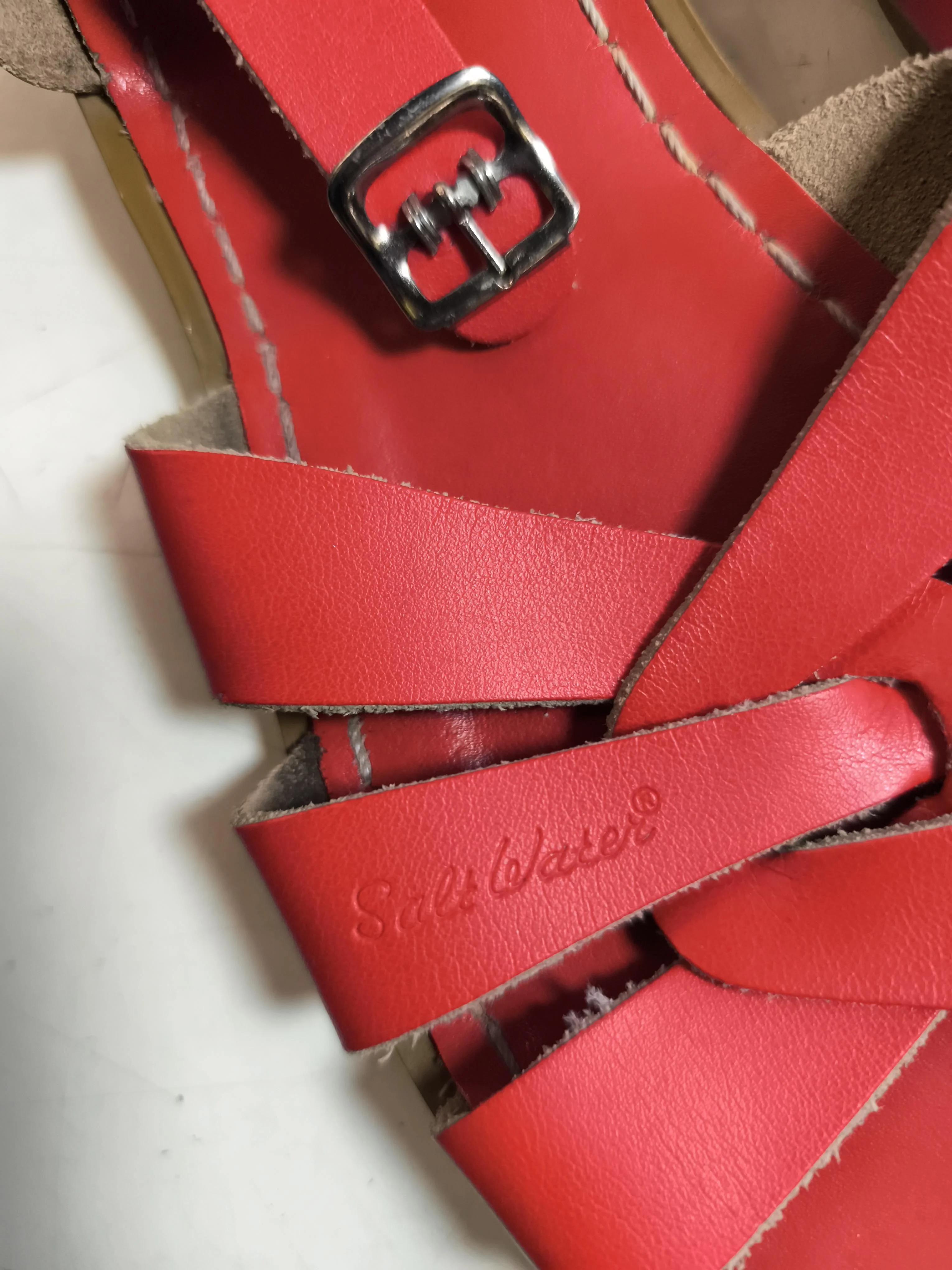 Salt Water Women's Sandals UK 4 Red 100% Leather Strappy - Image 8