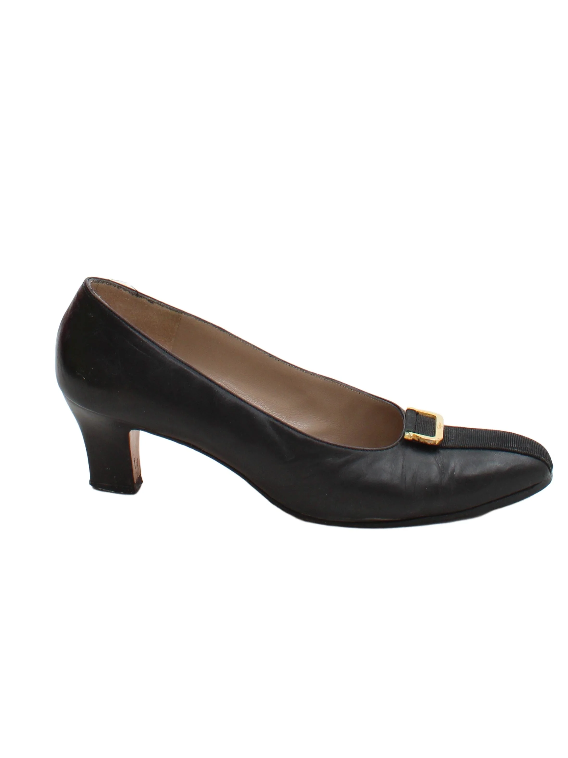 Salvatore Ferragamo Women's Heels UK 7.5 Black 100% Leather Court