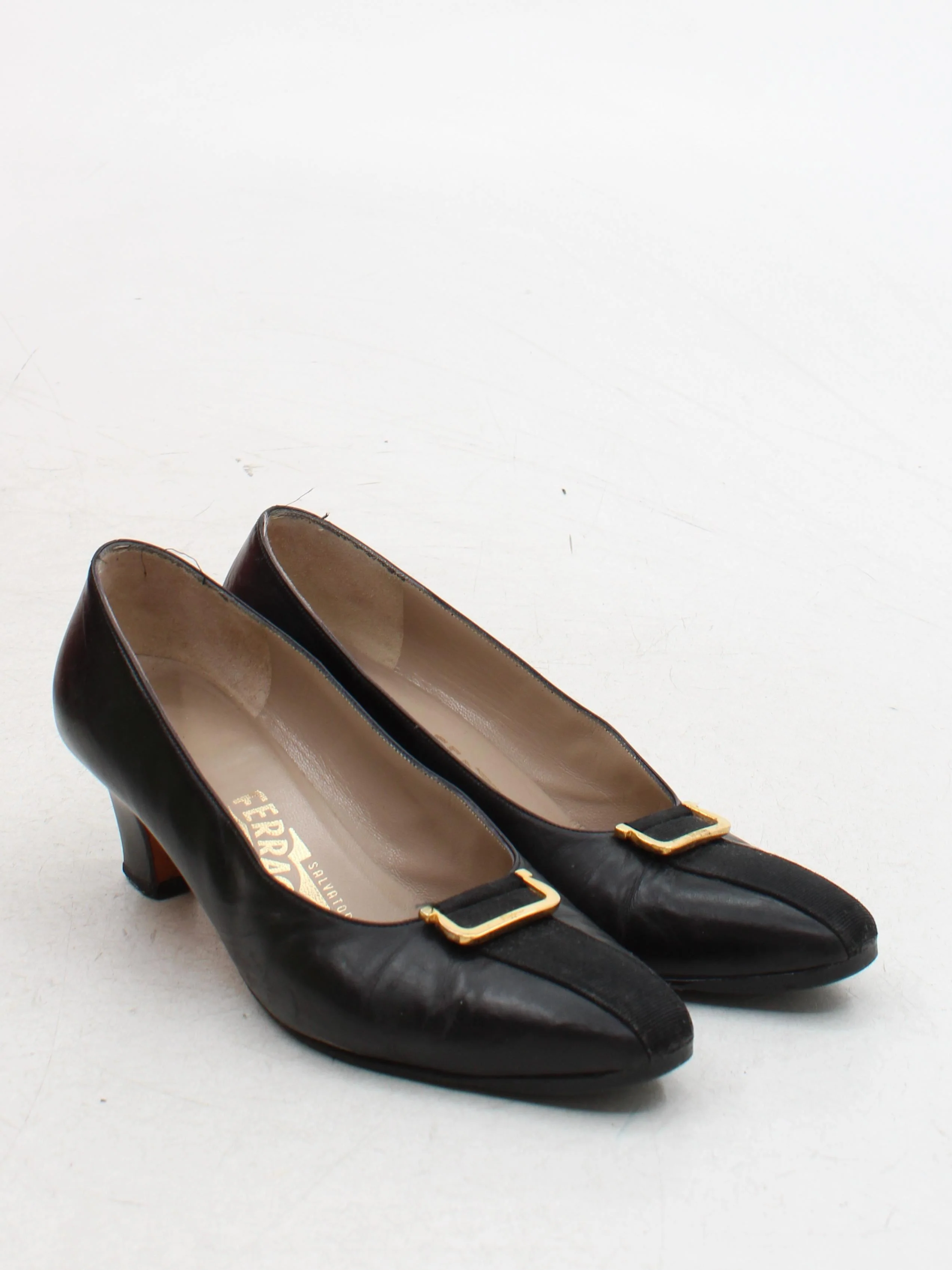 Salvatore Ferragamo Women's Heels UK 7.5 Black 100% Leather Court - Image 4