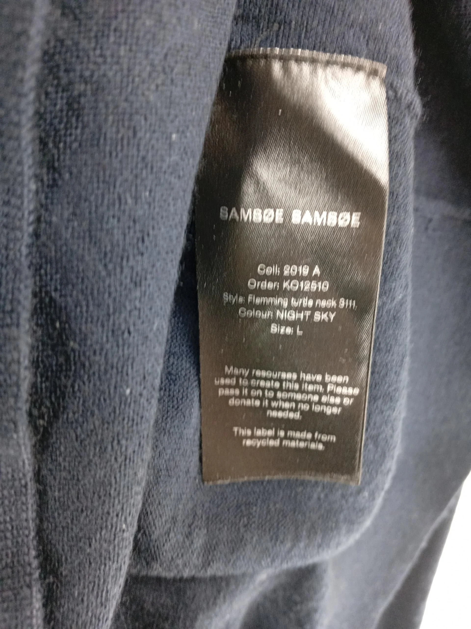 Samsøe & Samsøe Men's Jumper L Blue 100% Wool Roll Neck Pullover - Image 7