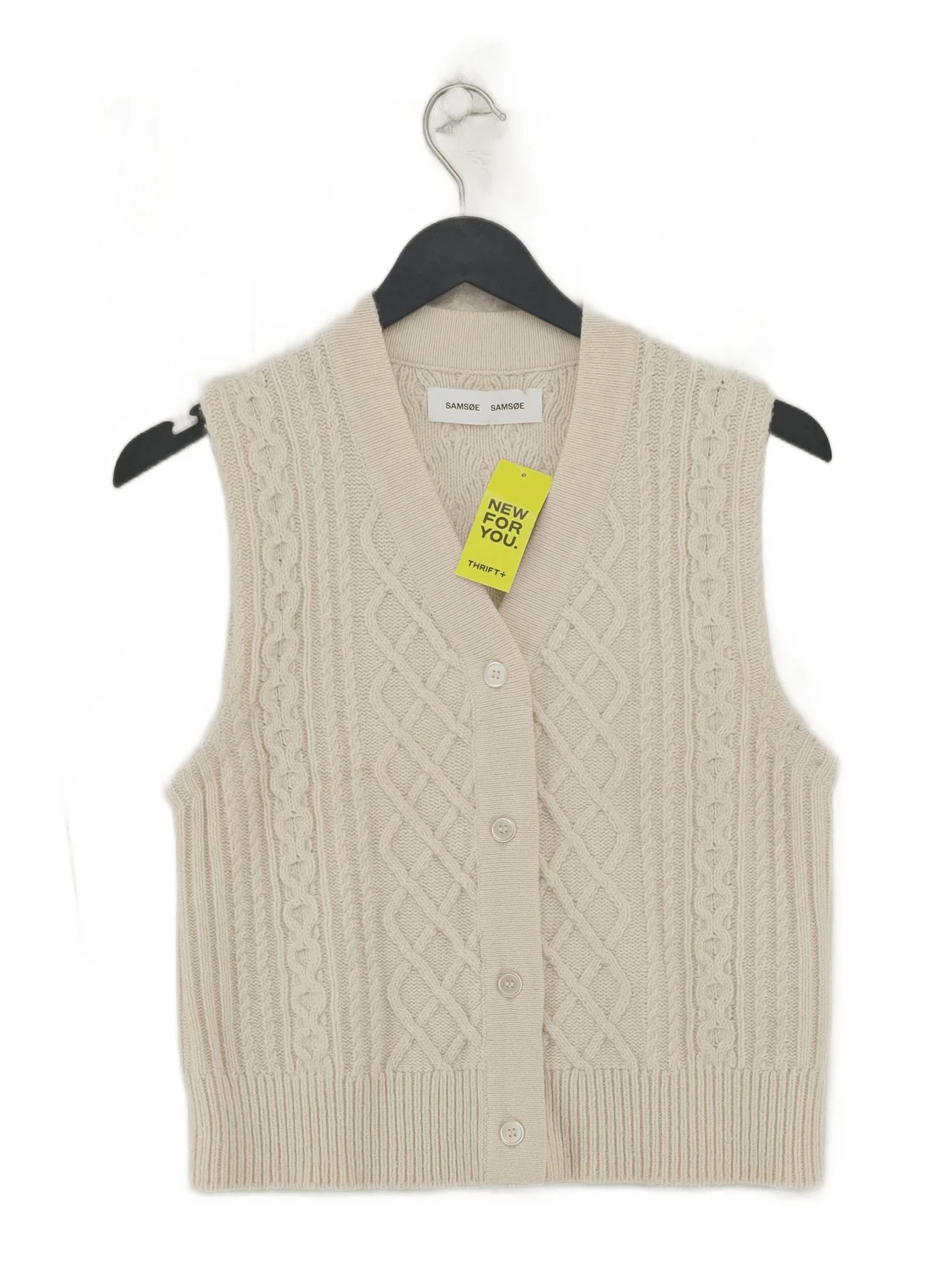 Samsøe & Samsøe Women's Cardigan XS Cream Wool with Polyester, Cotton Cardigan