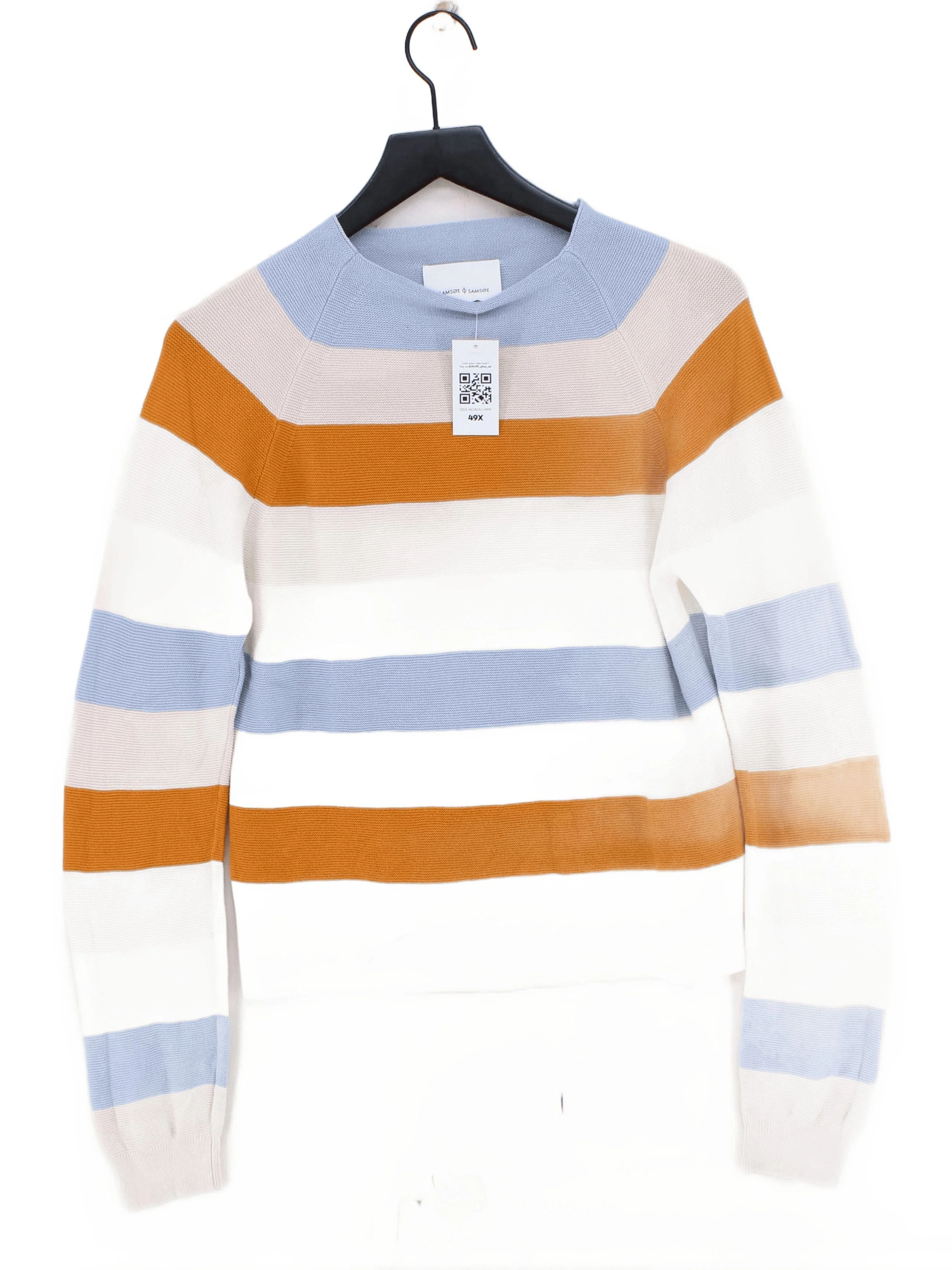 Samsøe & Samsøe Women's Jumper S Multi Striped 100% Cotton Crew Neck Pullover