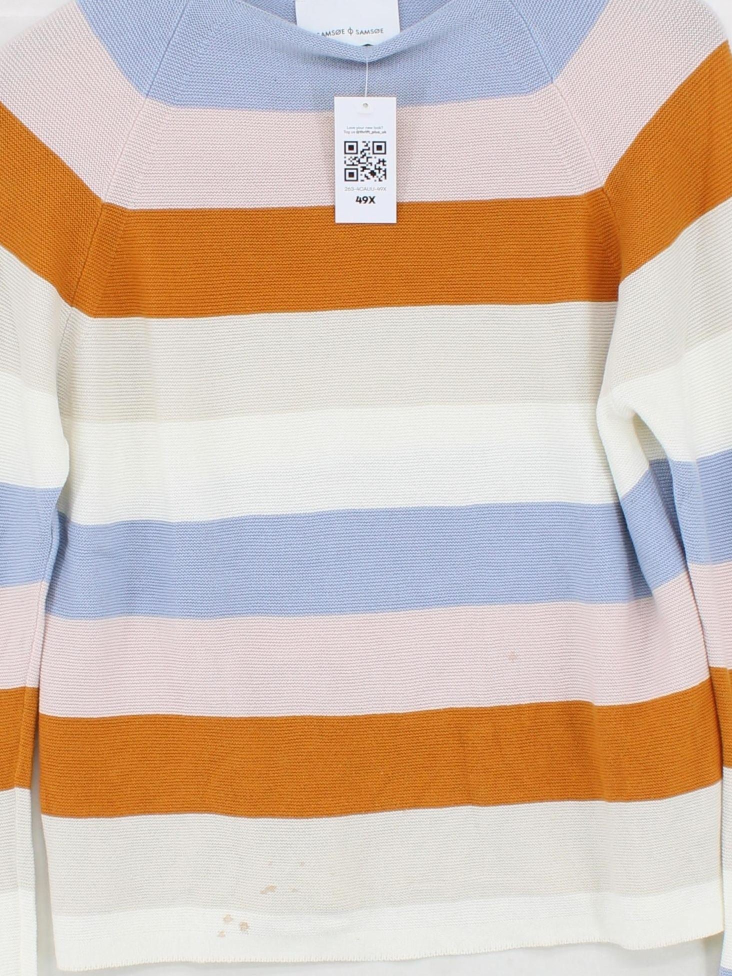 Samsøe & Samsøe Women's Jumper S Multi Striped 100% Cotton Crew Neck Pullover - Image 3