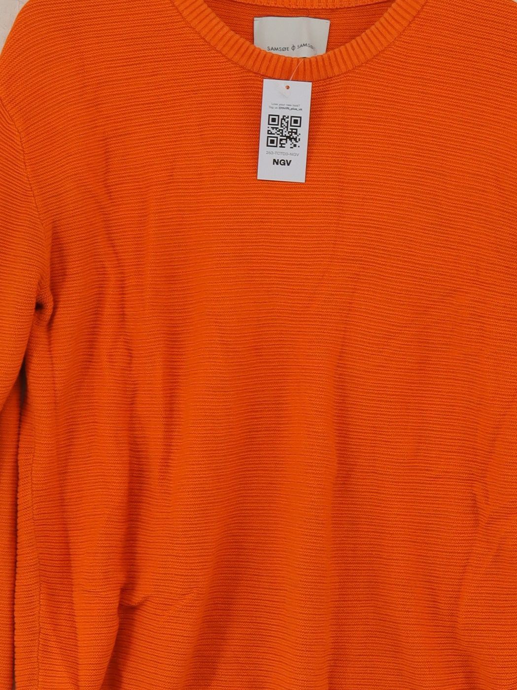 Samsøe & Samsøe Women's Jumper S Orange 100% Cotton Round Neck Pullover - Image 3