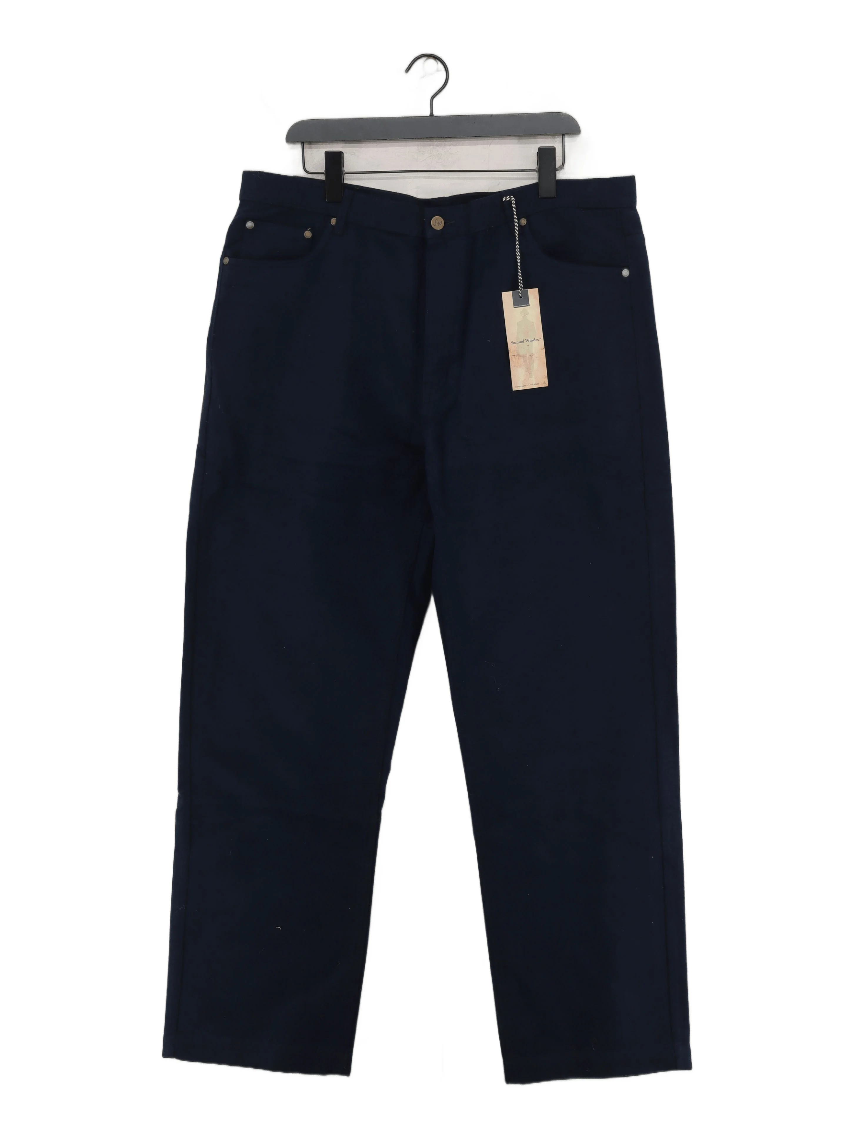 Samuel Windsor Men's Trousers L Blue 100% Cotton Straight Chino