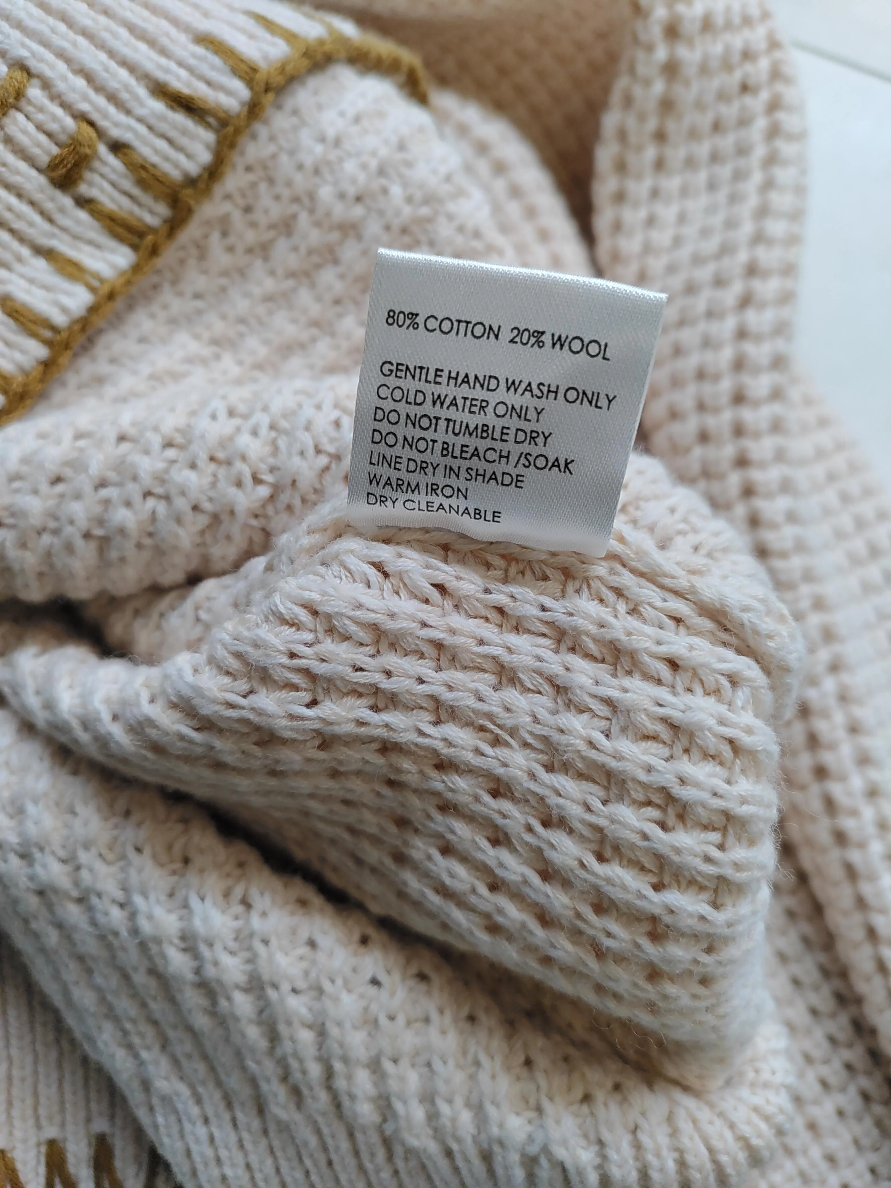 SANCIA Women's Jumper S Cream Cotton with Wool V-Neck Pullover - Image 6