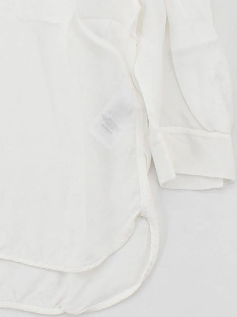 Sandro Women's Blouse M White 100% Rayon 3/4 Sleeve Collared Basic - Image 4