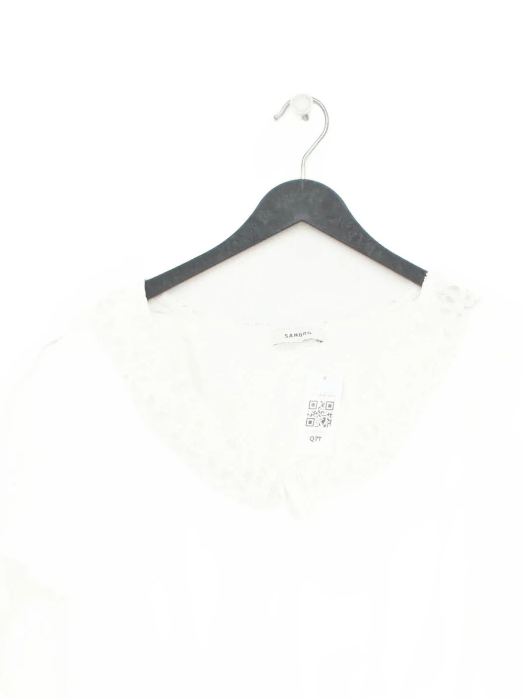 Sandro Women's Blouse M White Viscose with Linen, Polyamide Basic