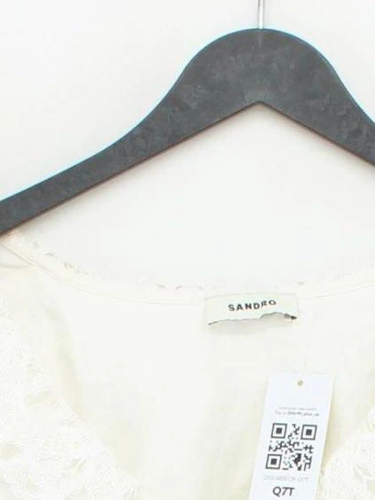 Sandro Women's Blouse M White Viscose with Linen, Polyamide Basic - Image 3