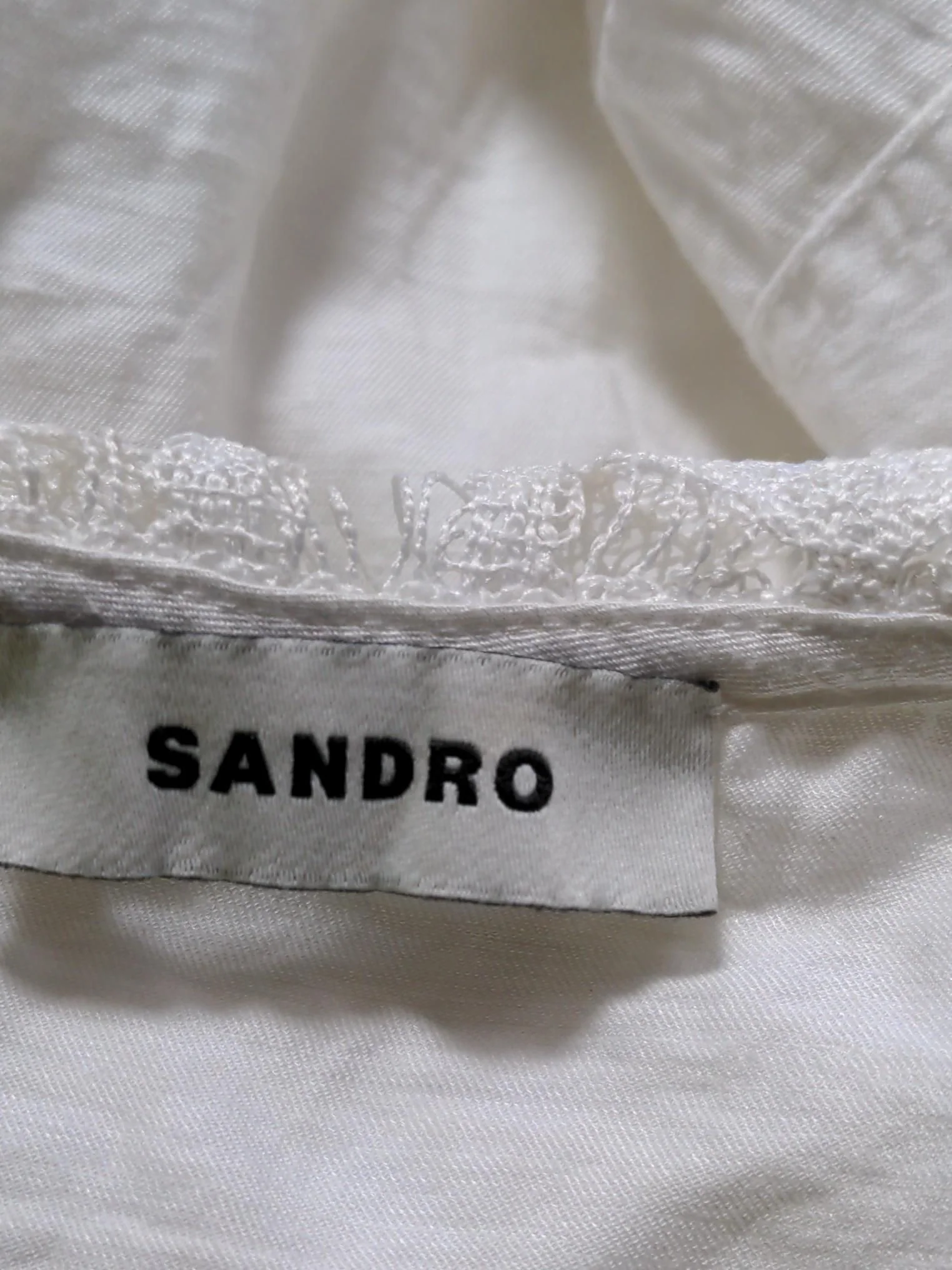 Sandro Women's Blouse M White Viscose with Linen, Polyamide Basic - Image 5