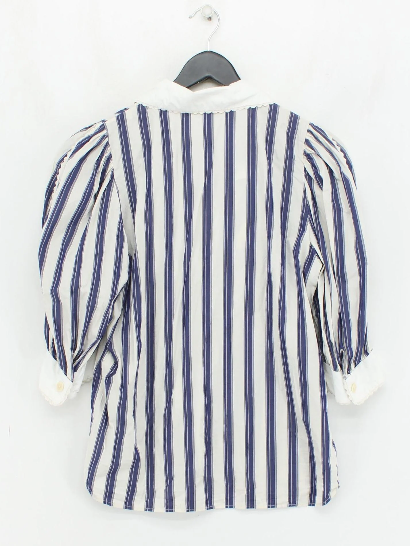 Sandro Women's Blouse S Multi Striped 100% Cotton 3/4 Sleeve Collared Basic - Image 2