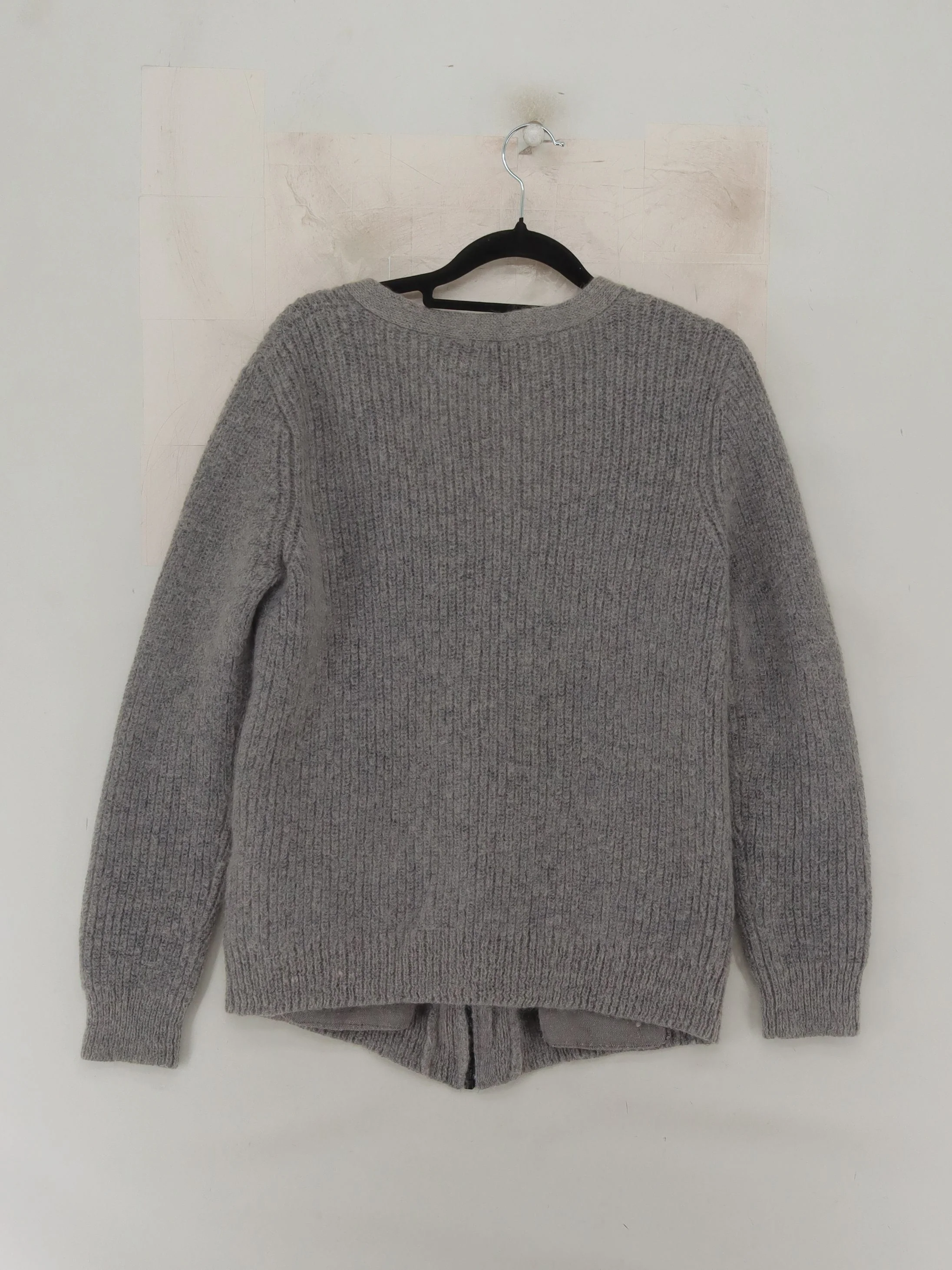 Sandro Women's Cardigan L Grey Mohair with Polyamide, Wool V-Neck Cardigan - Image 2