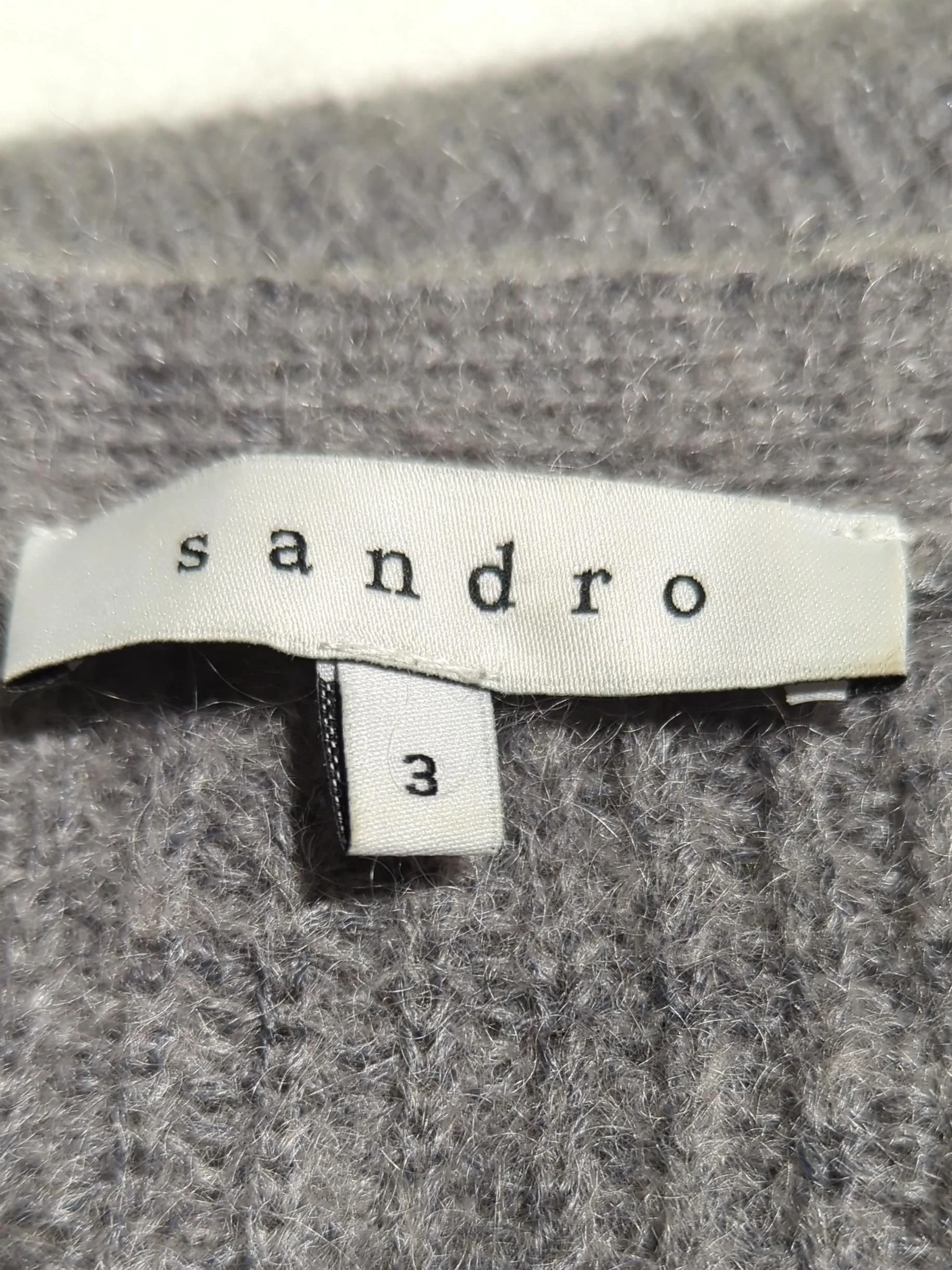 Sandro Women's Cardigan L Grey Mohair with Polyamide, Wool V-Neck Cardigan - Image 5