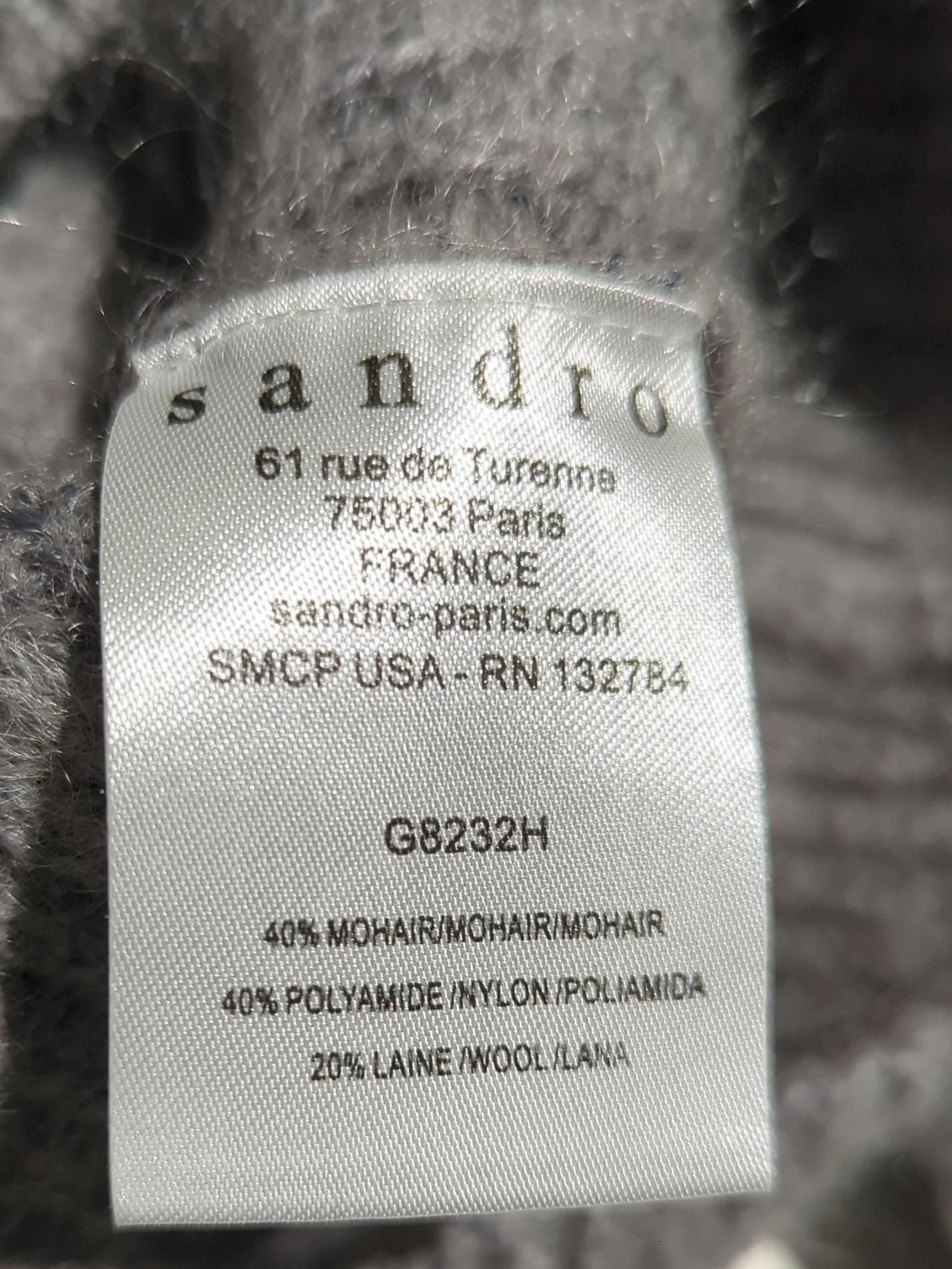 Sandro Women's Cardigan L Grey Mohair with Polyamide, Wool V-Neck Cardigan - Image 6