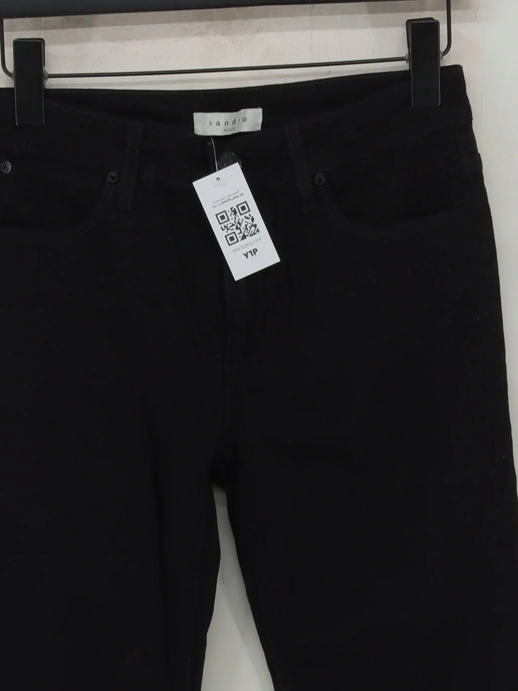 Sandro Women's Jeans UK 10 Black Cotton with Elastane Flared - Image 3