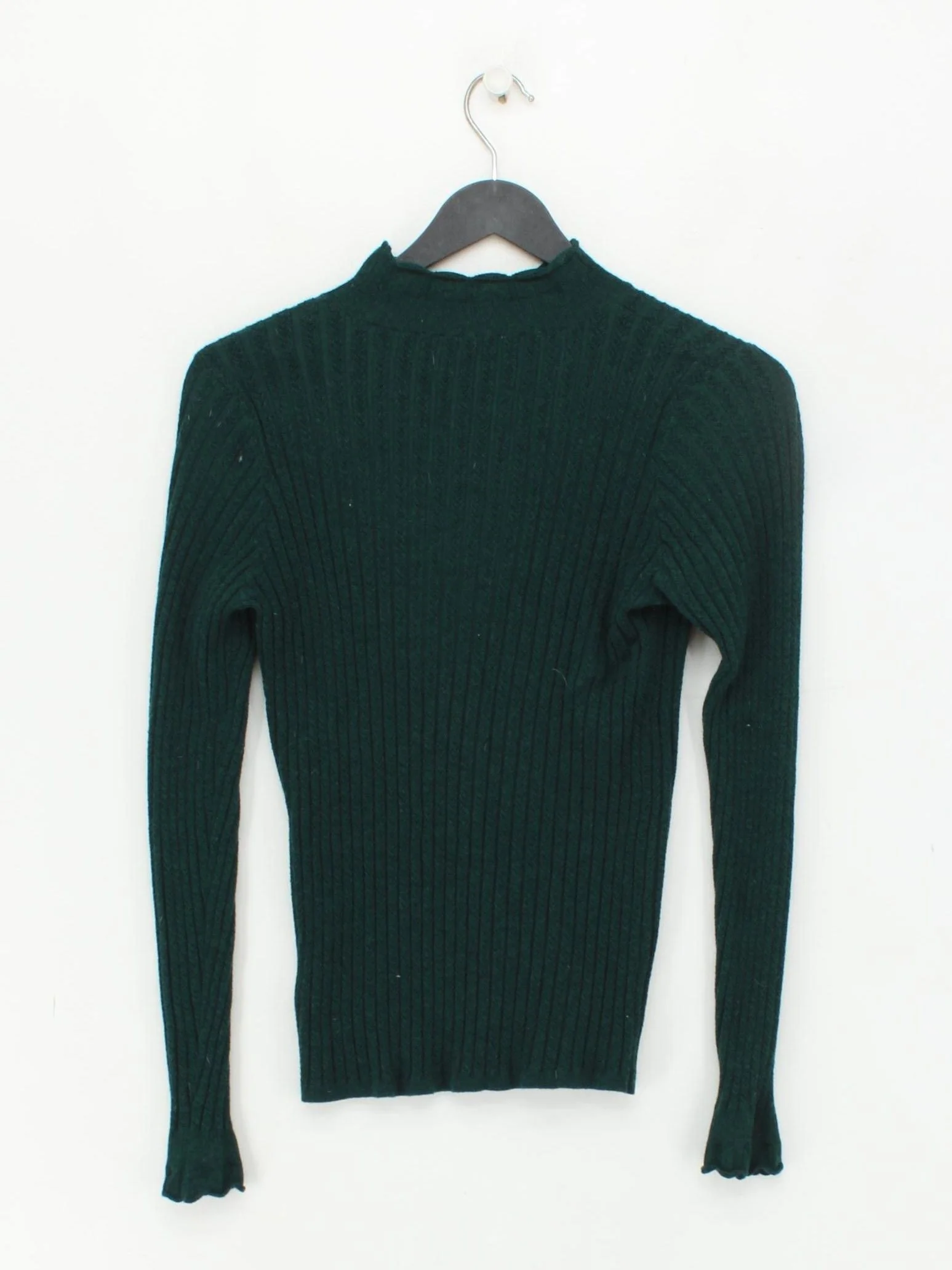 Sandro Women's Jumper S Green Wool with Acrylic, Polyamide Mock Neck Pullover - Image 2