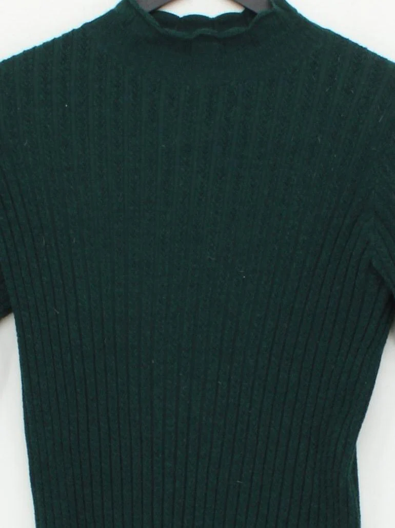 Sandro Women's Jumper S Green Wool with Acrylic, Polyamide Mock Neck Pullover - Image 3