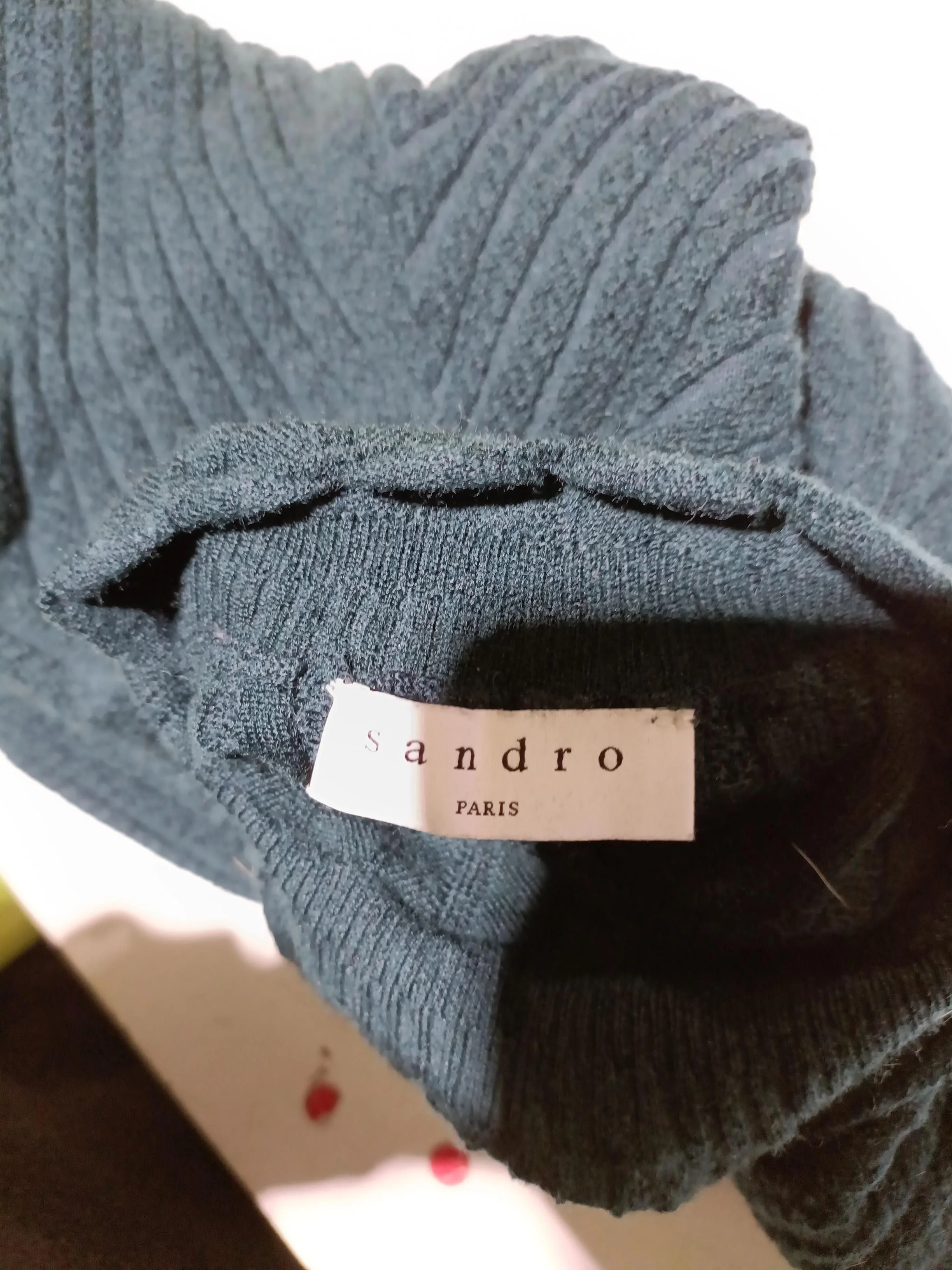 Sandro Women's Jumper S Green Wool with Acrylic, Polyamide Mock Neck Pullover - Image 5