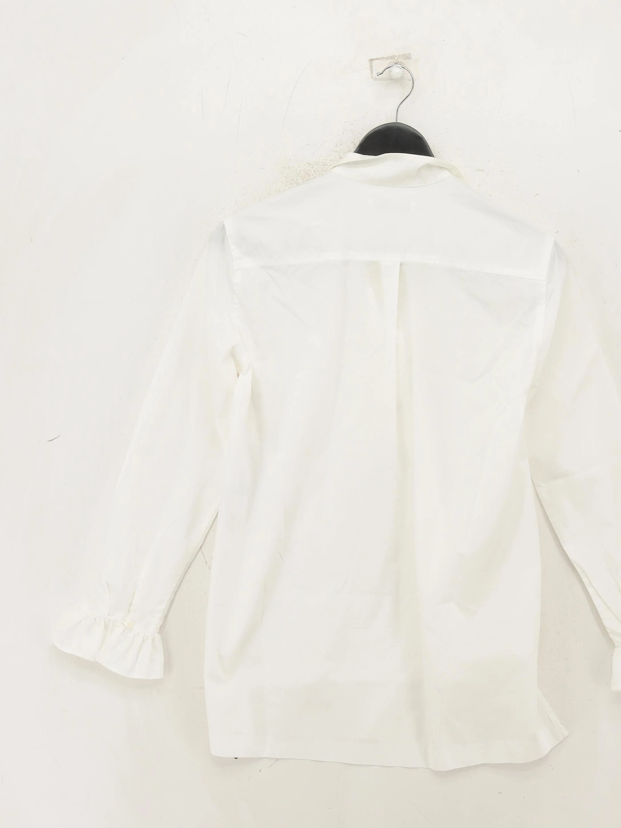 Sandro Women's Shirt UK 10 White 100% Cotton Long Sleeve Collared Basic - Image 2
