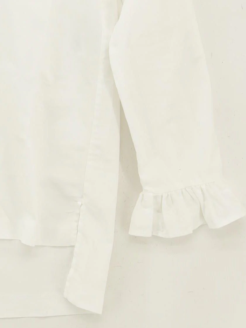 Sandro Women's Shirt UK 10 White 100% Cotton Long Sleeve Collared Basic - Image 4