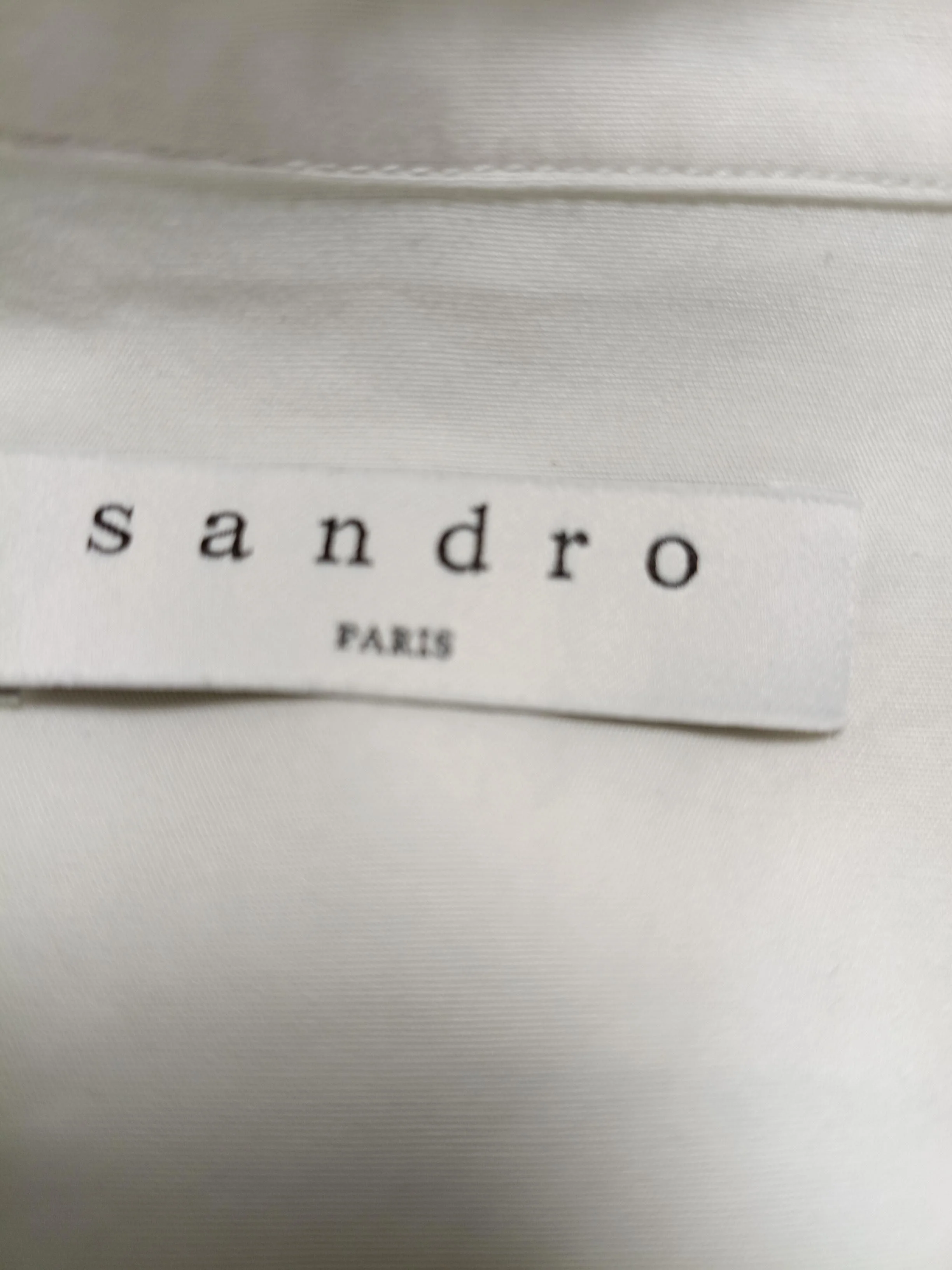Sandro Women's Shirt UK 10 White 100% Cotton Long Sleeve Collared Basic - Image 5