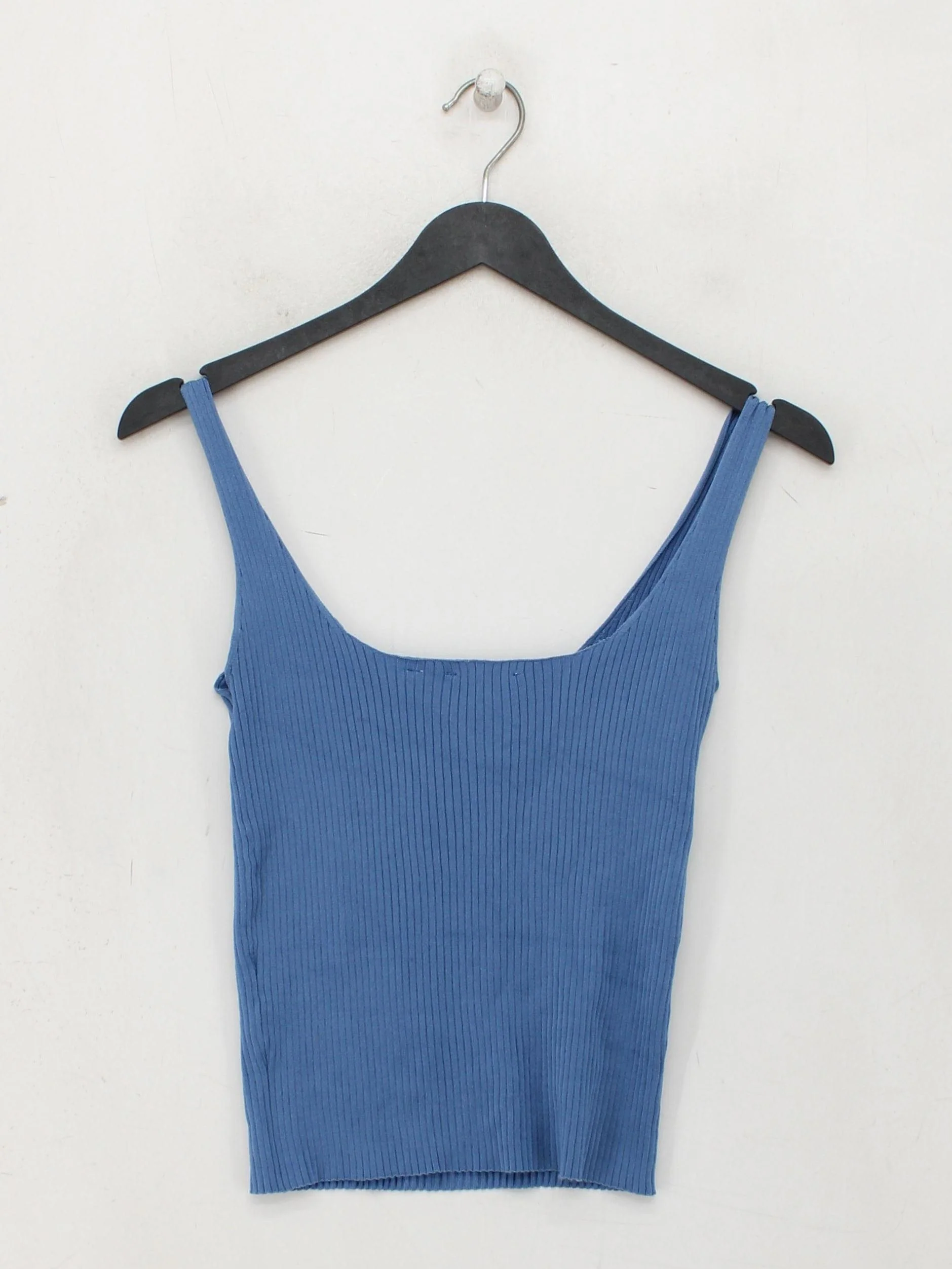 Sandro Women's T-Shirt S Blue 100% Other Sleeveless Square Neck Basic - Image 2