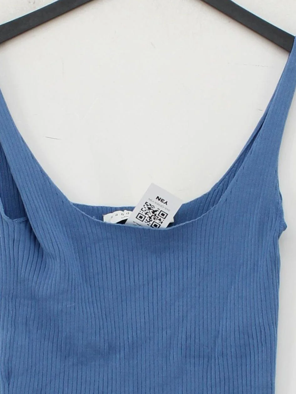 Sandro Women's T-Shirt S Blue 100% Other Sleeveless Square Neck Basic - Image 3