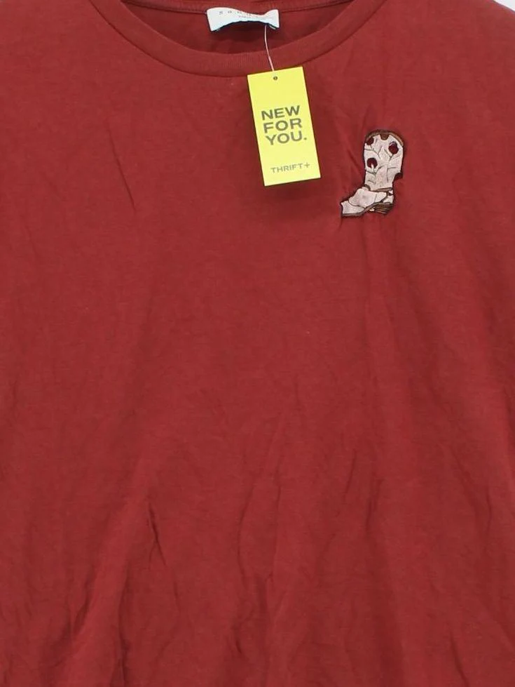 Sandro Women's T-Shirt S Red Cotton with Polyamide Basic - Image 3