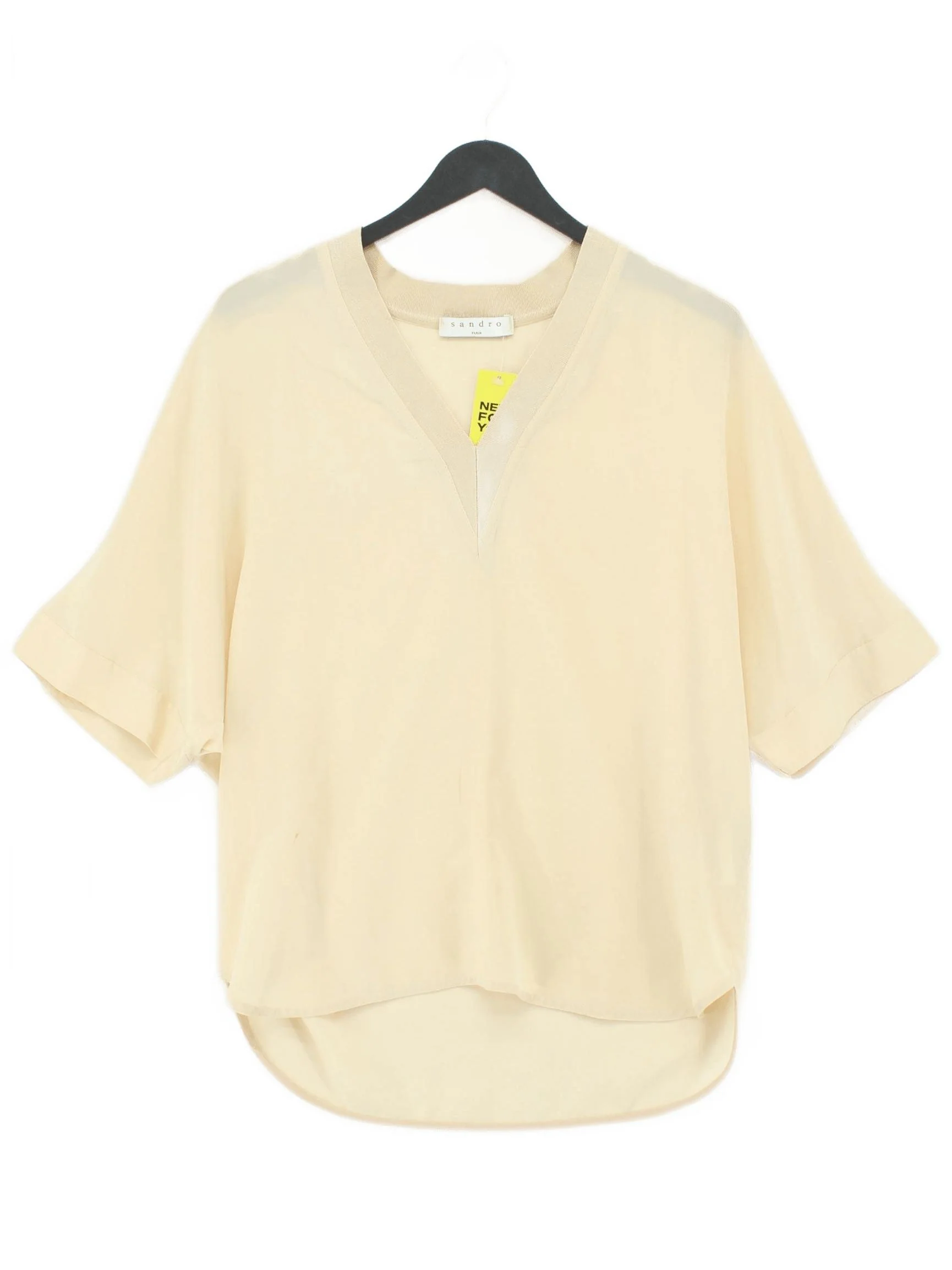 Sandro Women's Top S Cream Silk with Polyester, Polyamide, Elastane Basic