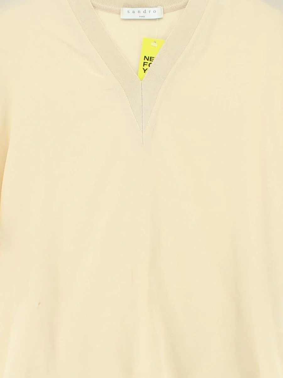 Sandro Women's Top S Cream Silk with Polyester, Polyamide, Elastane Basic - Image 3