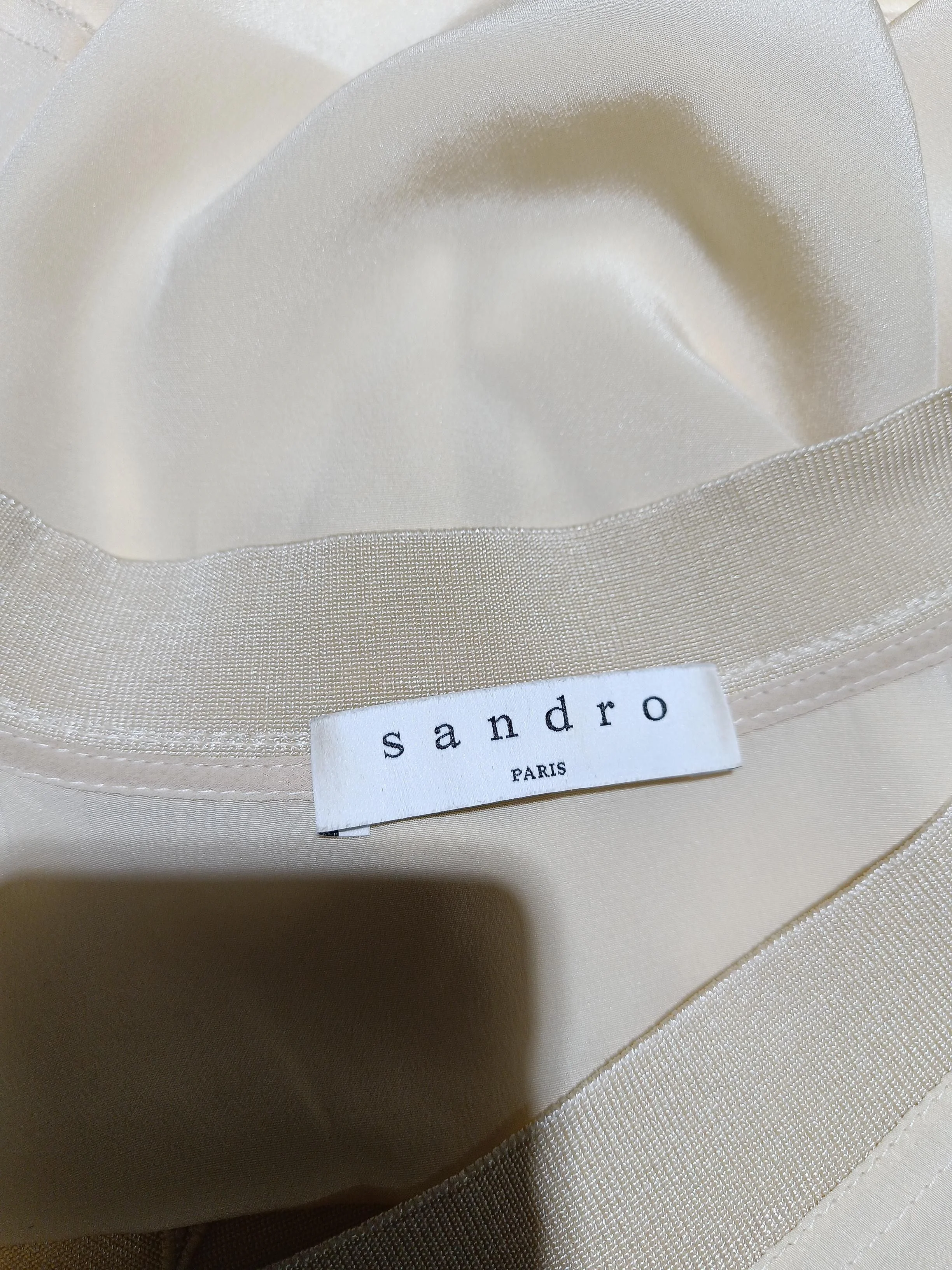 Sandro Women's Top S Cream Silk with Polyester, Polyamide, Elastane Basic - Image 6