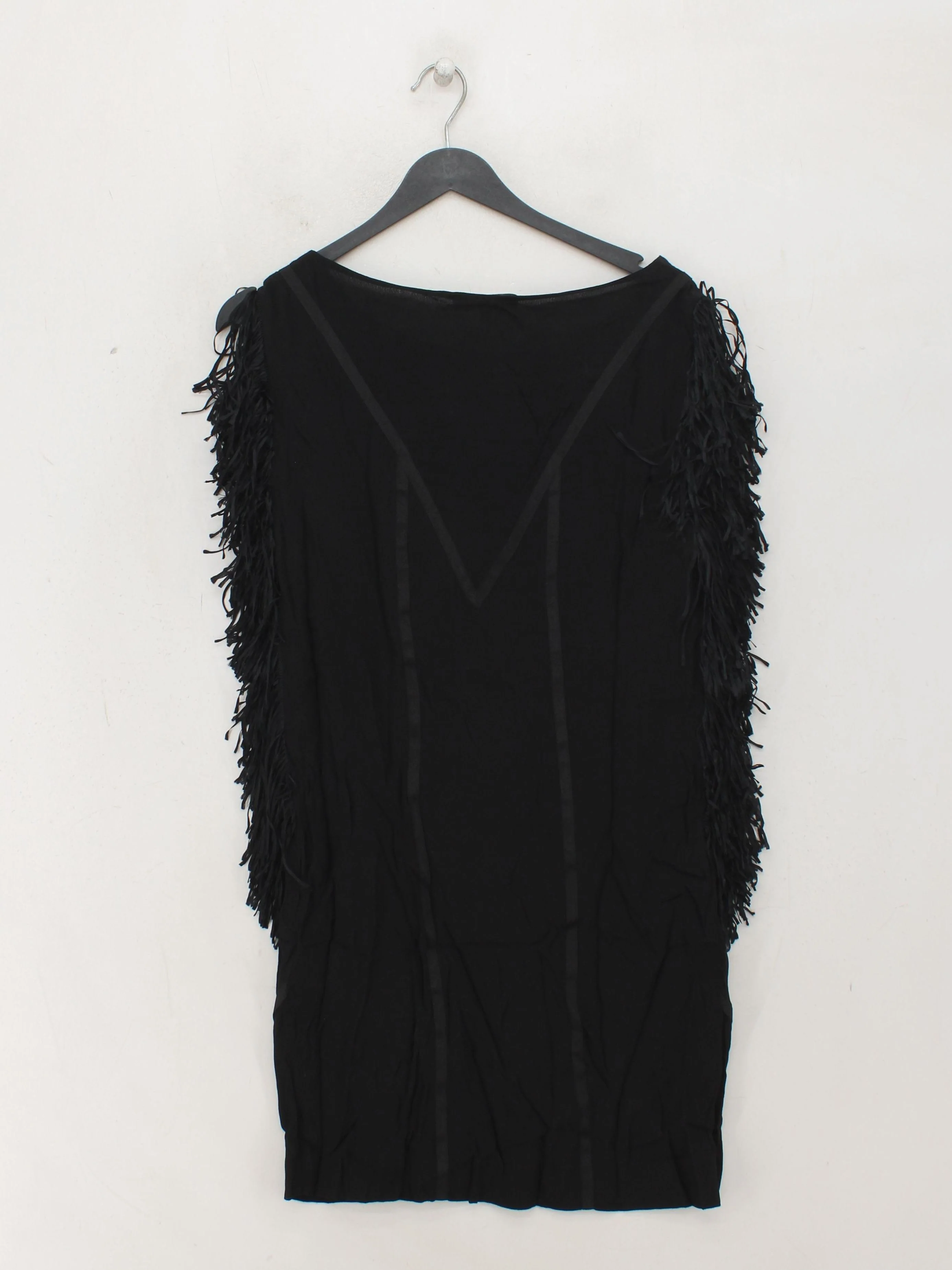 Sandro Women's Top UK 8 Black 100% Viscose Short Sleeve V-Neck Basic - Image 2