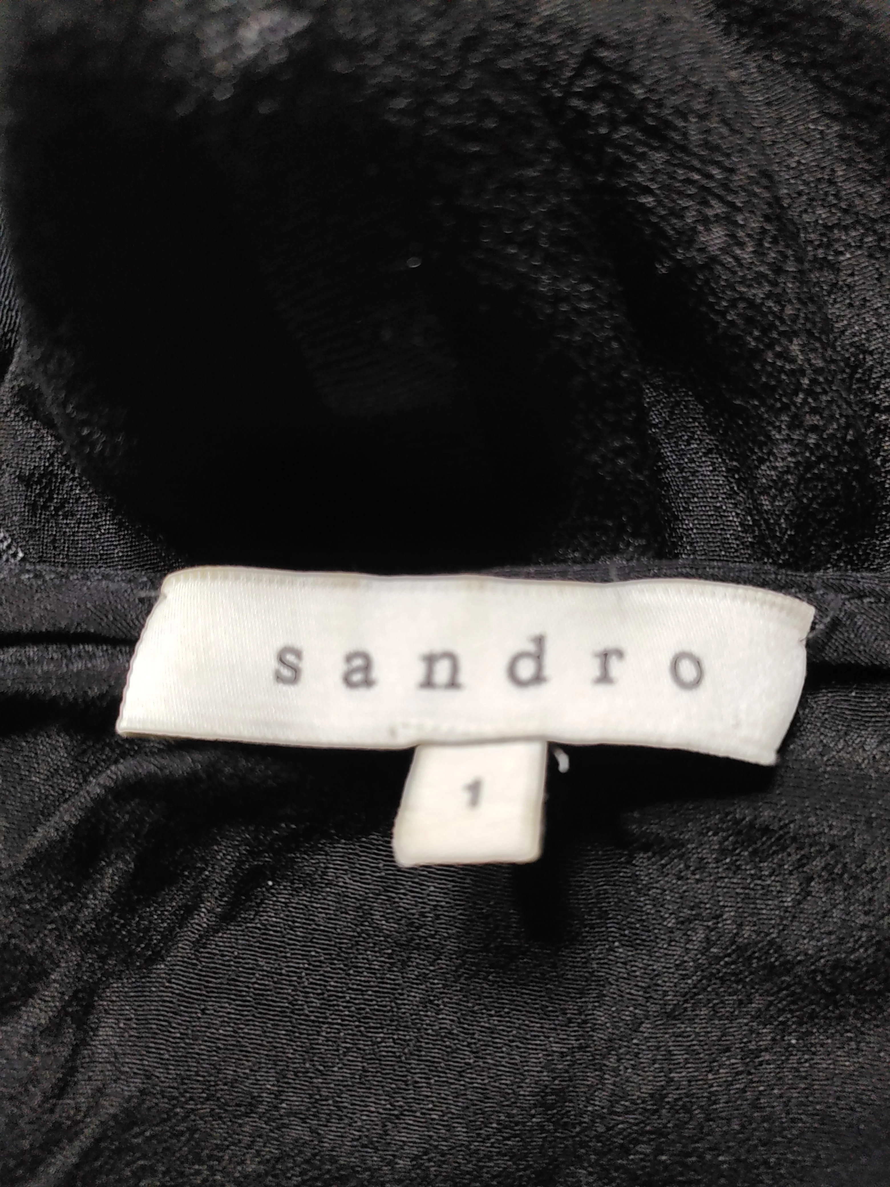 Sandro Women's Top UK 8 Black 100% Viscose Short Sleeve V-Neck Basic - Image 5
