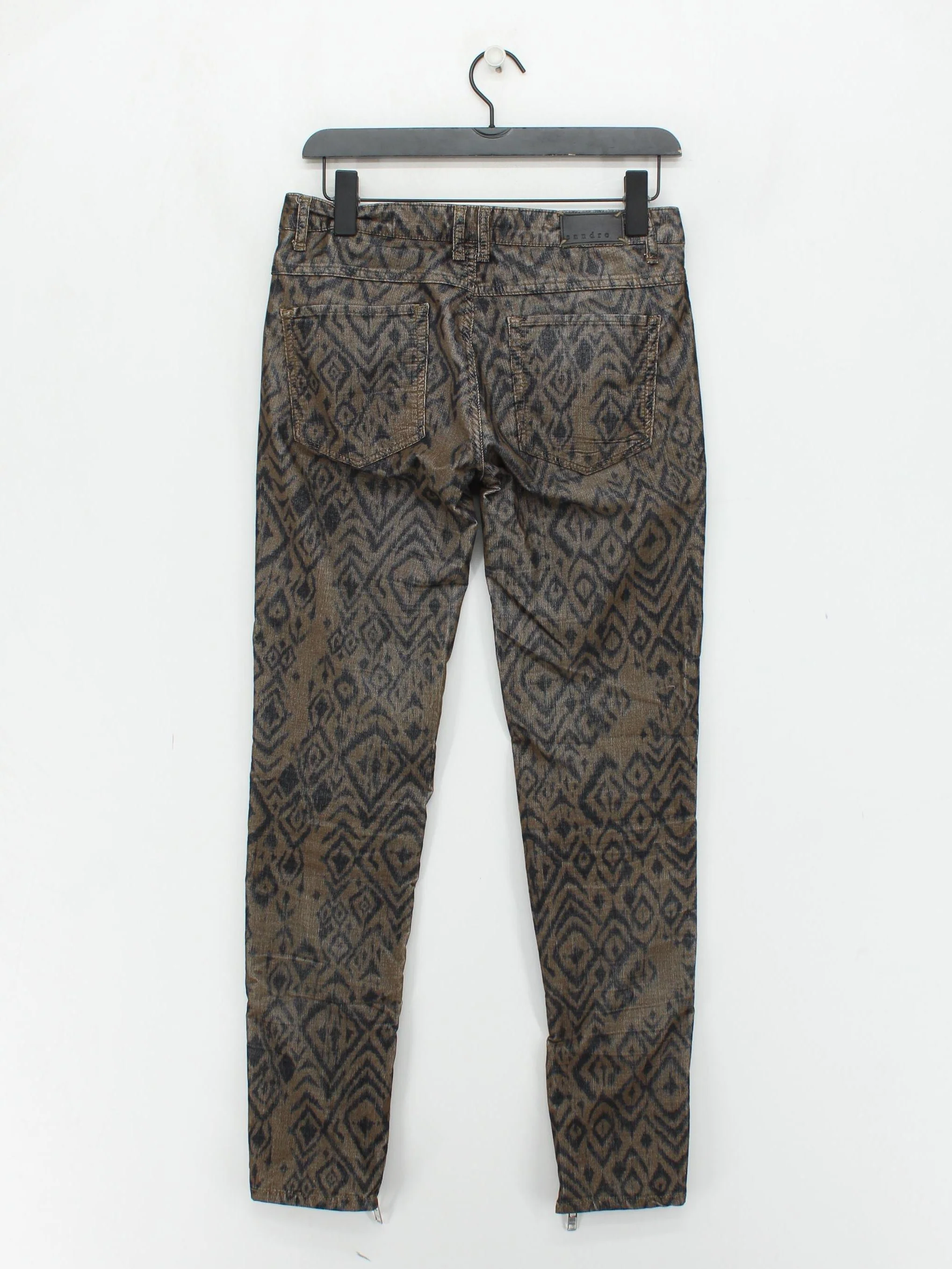 Sandro Women's Trousers UK 10 Brown Cotton with Polyester, Elastane Chino - Image 2