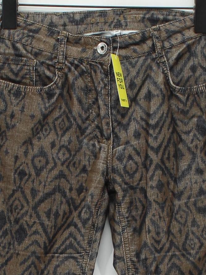 Sandro Women's Trousers UK 10 Brown Cotton with Polyester, Elastane Chino - Image 3