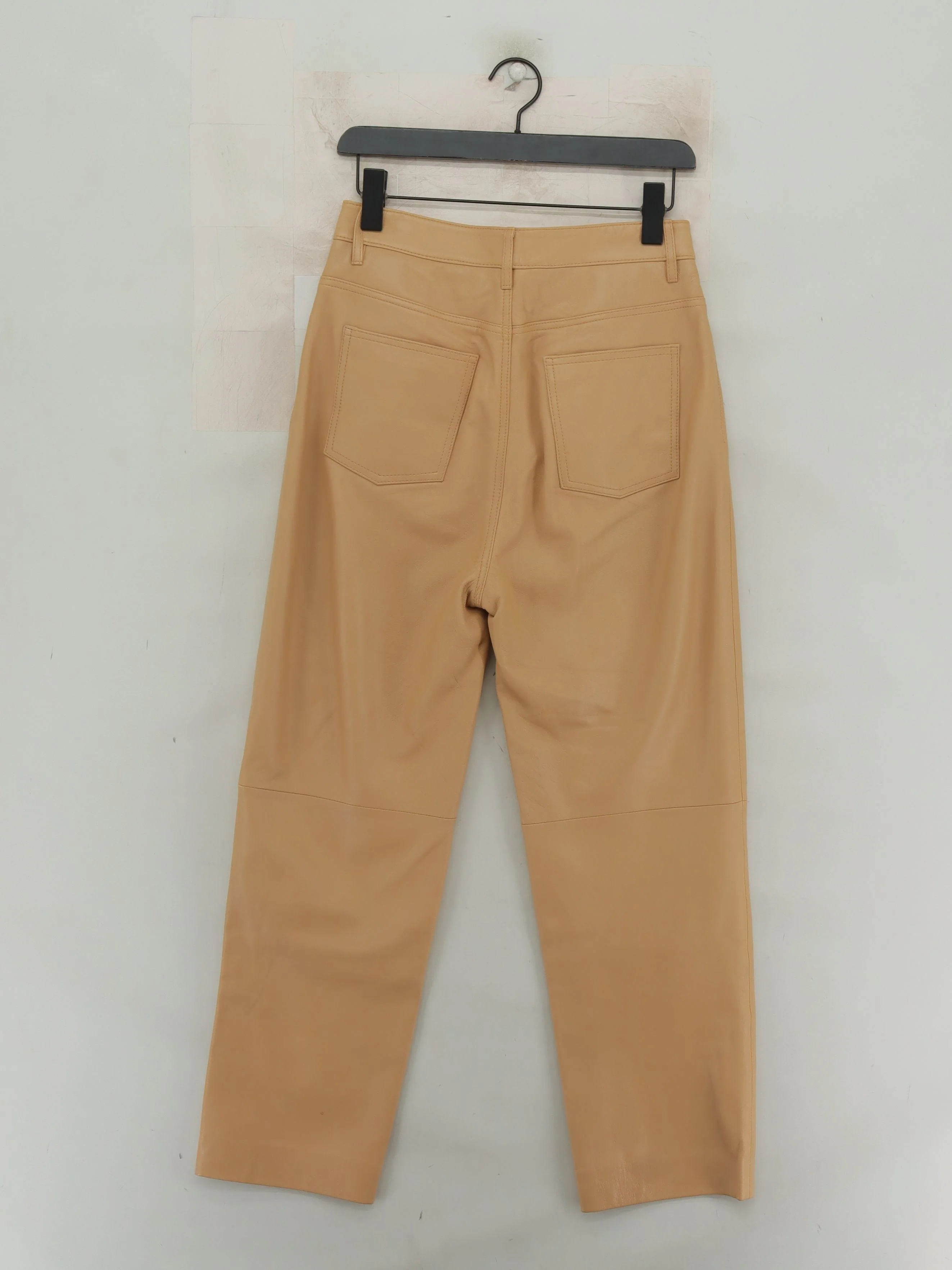 Sandro Women's Trousers UK 10 Tan Leather with Polyester, Elastane, Cotton Chino - Image 2