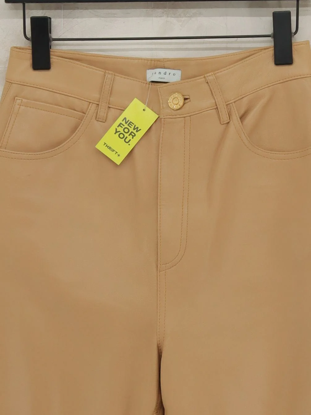 Sandro Women's Trousers UK 10 Tan Leather with Polyester, Elastane, Cotton Chino - Image 3